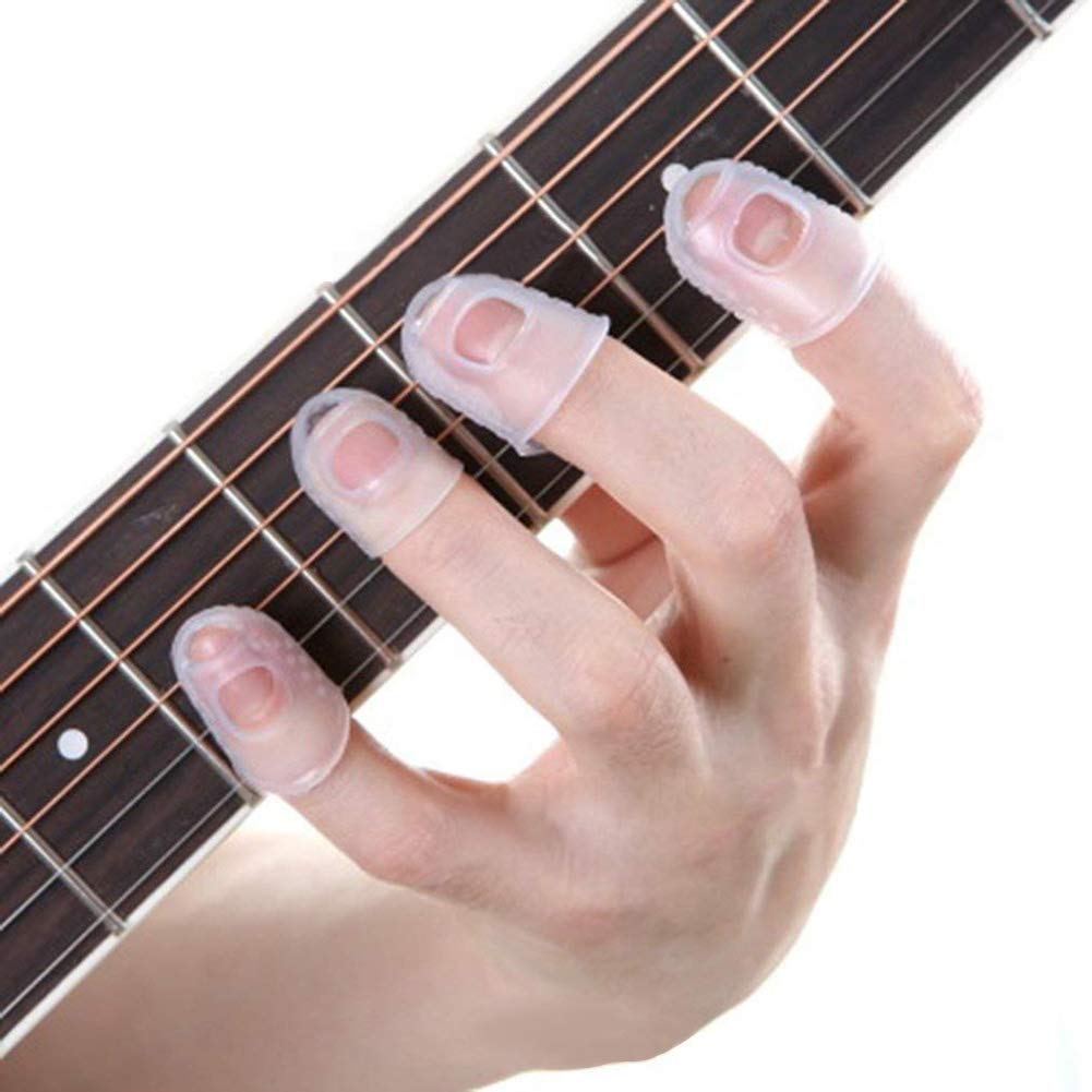 Gigicloud 5-Pack Silicone Guitar Finger Protectors - Anti-Slip Finger Covers for Ukulele, Electric & Acoustic Guitars - Finger Guard Gloves for Pain-Free Practice & Extended Play Sessions