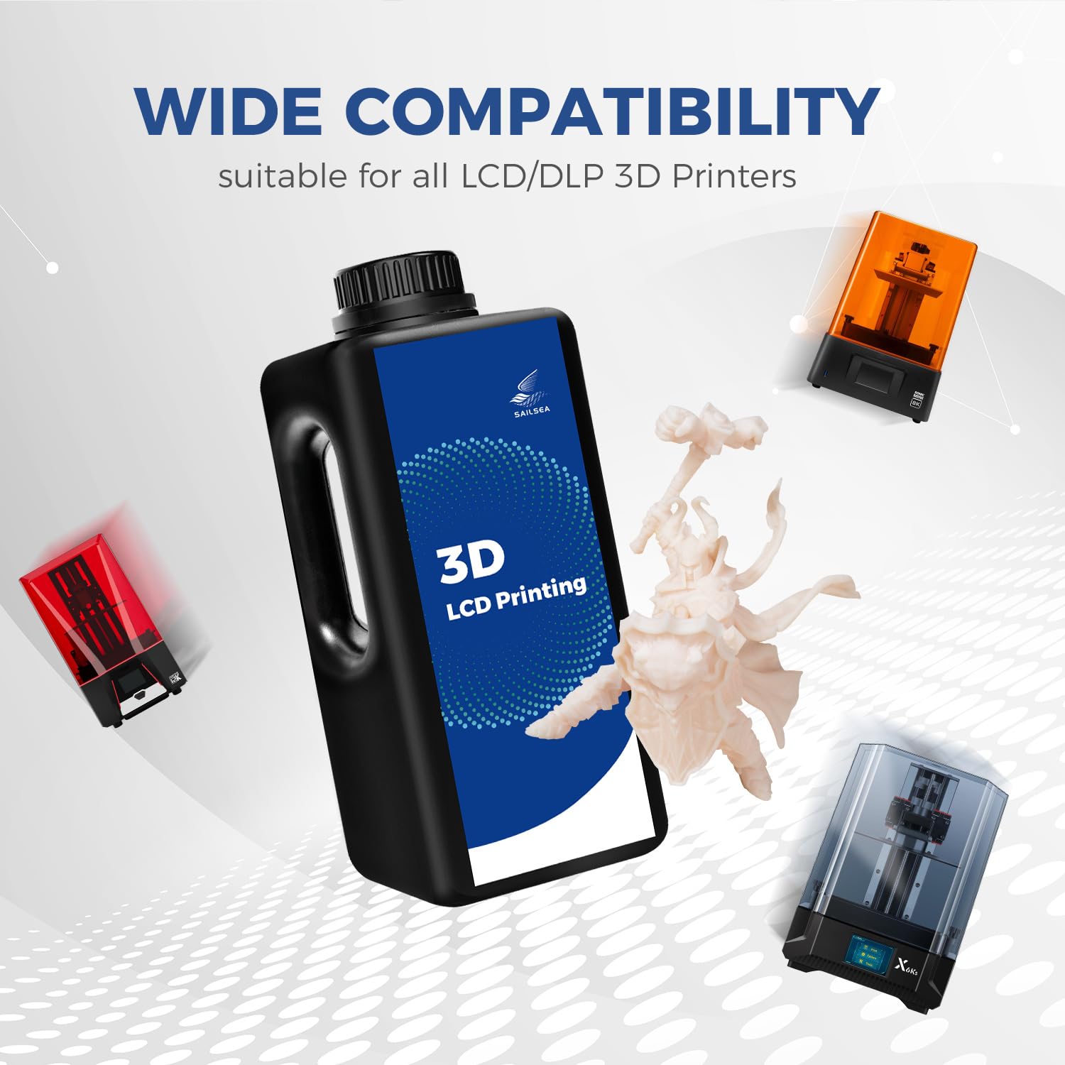 High-Precision Fast Curing 3D Printer Resin - 1KG Low Shrinkage Photopolymer Resin for 2K 4K 6K 8K 12K LCD/DLP Printers - Excellent Fluidity & Detail - Ideal for Miniatures, Jewelry Making & Dental Models