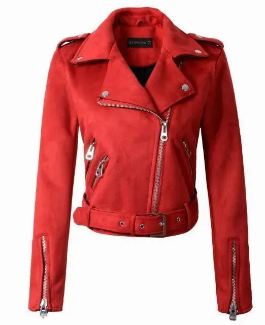 Women's Biker Suede Leather Jacket - Stylish Motorcycle Jacket for Ladies - Perfect for Riding, Casual Outfits & Night Out