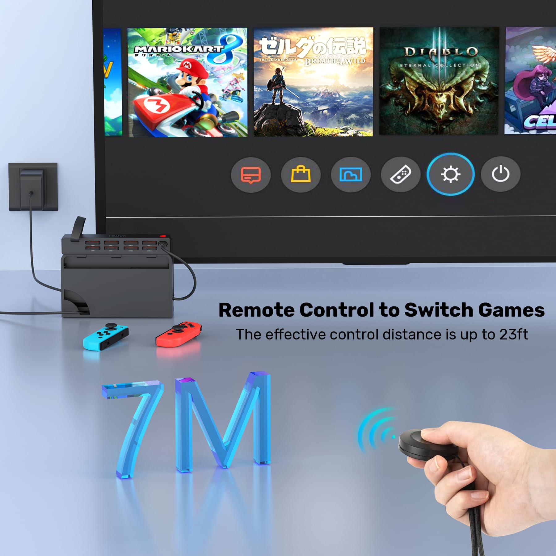 **Unitek Switch Game Card Reader - Upgraded Multi-Game Switcher with Remote Control, 8-in-1 Quick Switch Adapter for Nintendo Switch & OLED - Perfect for Gaming Parties & Travel**