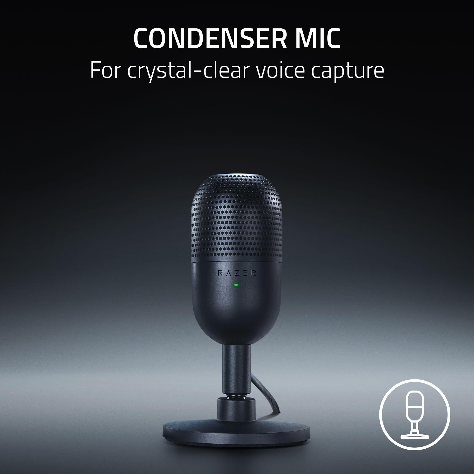 Razer Seiren V3 Mini USB Mic - Supercardioid Condenser Mic for PC Streaming & Gaming