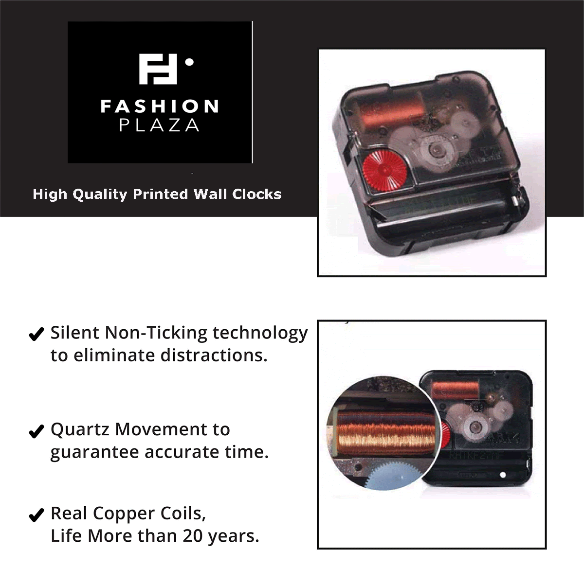 Stylish Modern Wall Clock for Bedroom - Silent Non-Ticking Battery Operated - Perfect for Home, Office & Living Room Decor