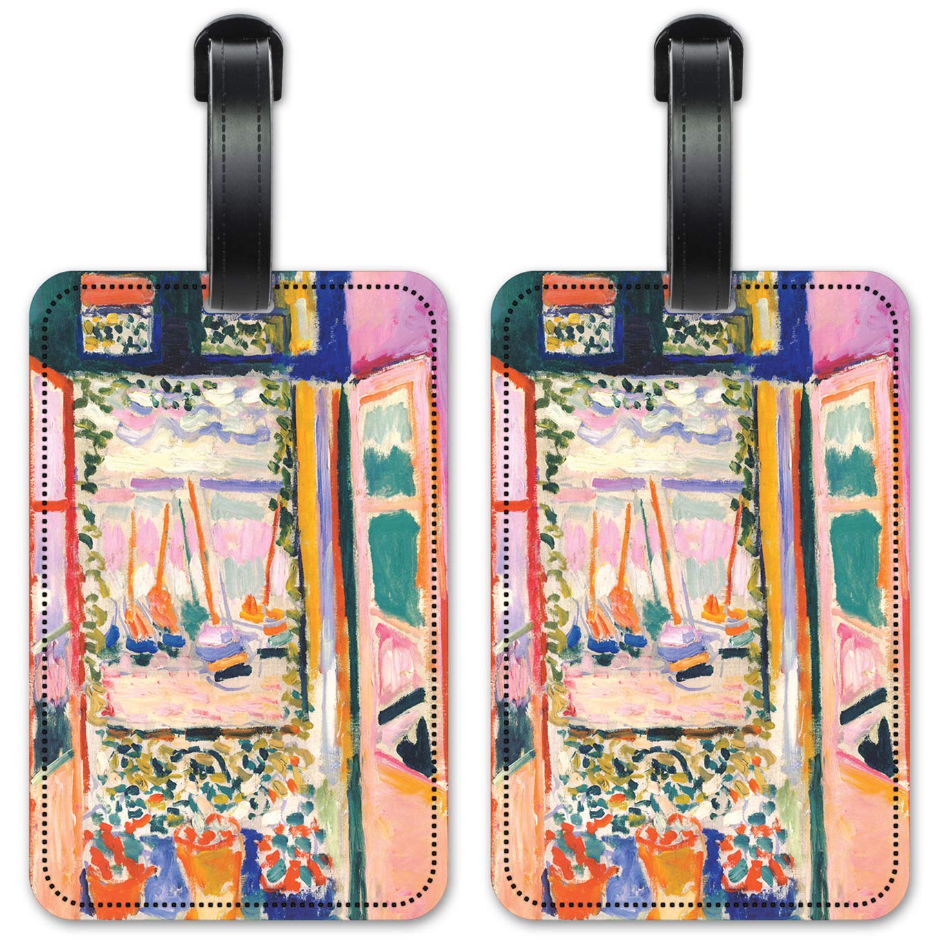 Matisse Open Window Luggage ID Tags - Waterproof Suitcase Identification Cards Set of 2 for Travel, Cruise & Airports
