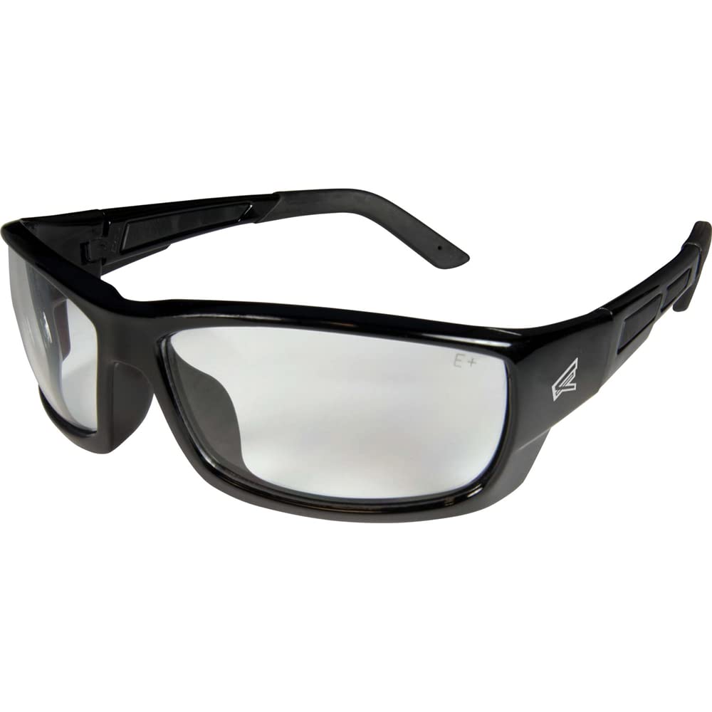 EDGE PM111 Military Grade Safety Glasses - ANSI/ISEA & MCEPS Certified, UV 400 Protection, Anti-Scratch & Non-Slip Slim Fit Design (Black Frame/Clear Lens) - Ideal for Construction, Shooting, Woodworking & Outdoor Activities