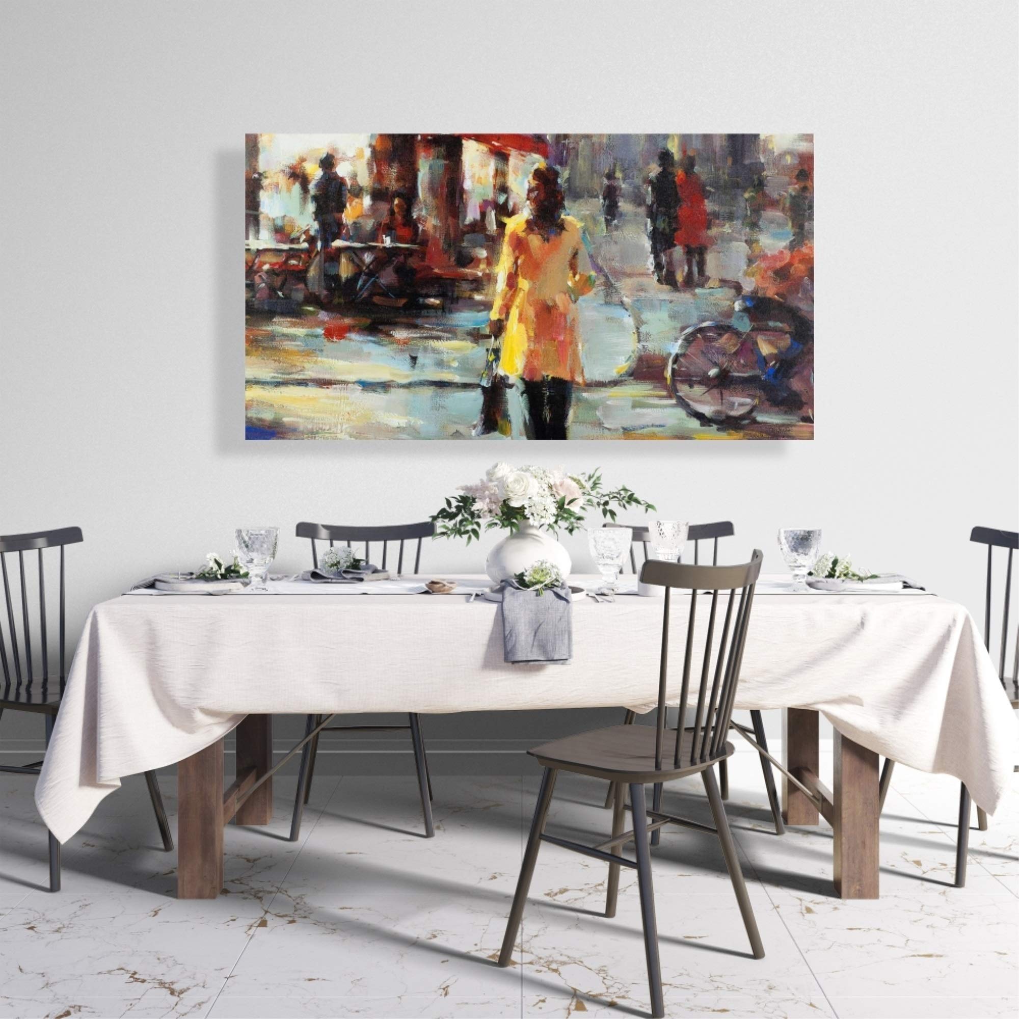 Begin Woman Walking in Paris - Premium Canvas Wall Art Print | French Inspired Home Decor for Living Room, Bedroom & Office