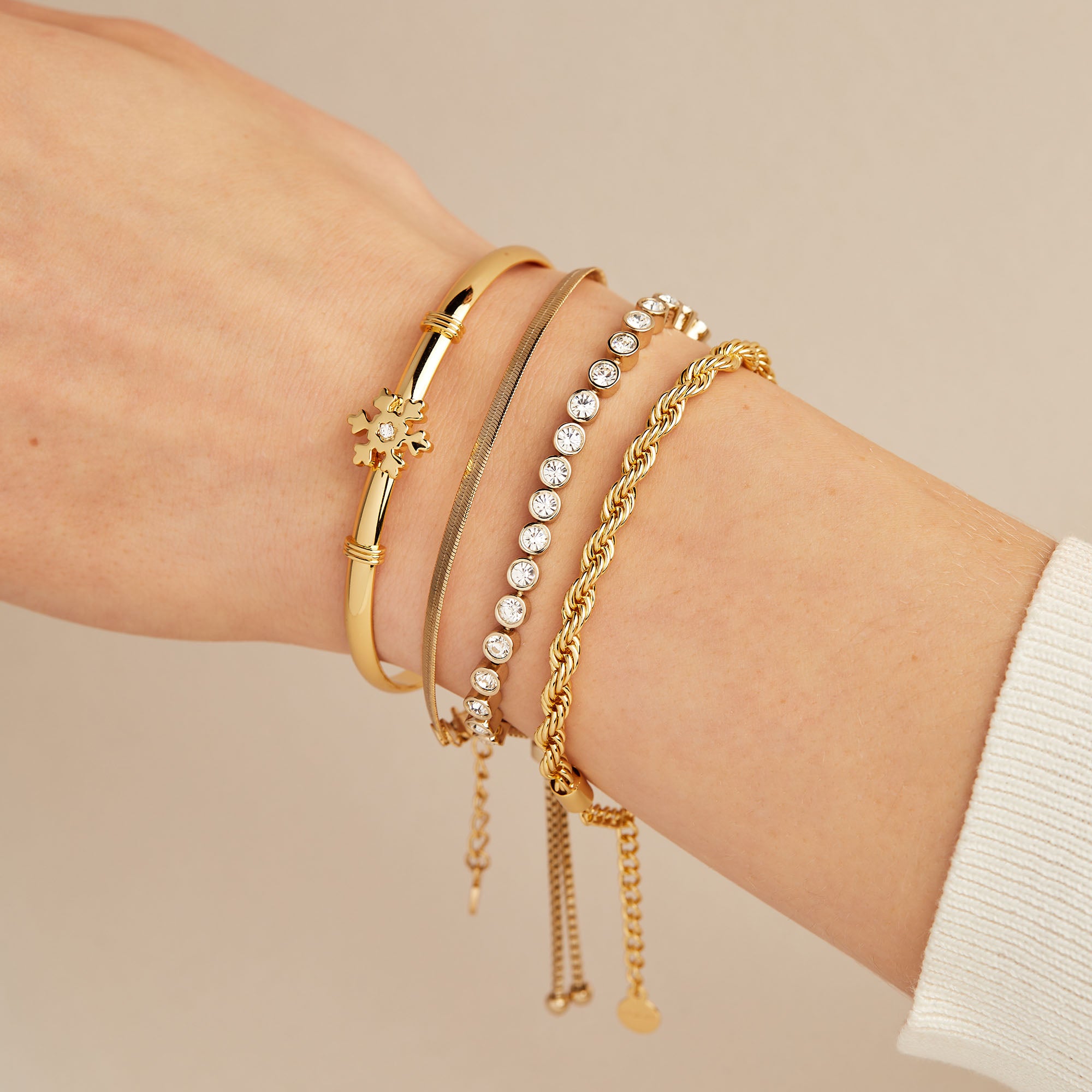 French Rope Chain Bracelet for Women - 14K Gold Plated Stainless Steel Jewelry - Elegant Gift for Birthday, Anniversary & Valentine's Day - Perfect for Everyday Wear & Special Occasions