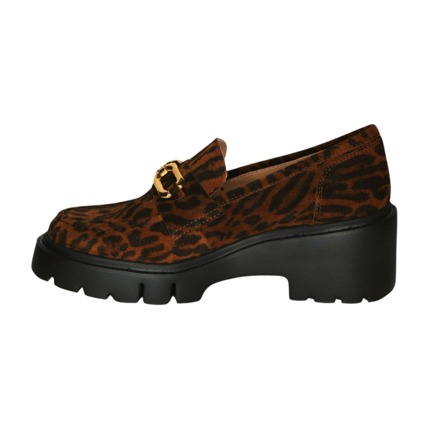 Unisa Women's Leopard Print Chunky Heel Loafers - Comfortable Slip-On Shoes for Work, Office & Casual Outfits