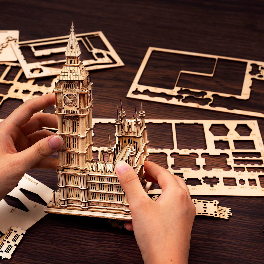 3D Wooden Puzzle Big Ben with LED Lights - DIY Model Kit for Adults & Teens - Home Decor, Gift, or Office Display - Perfect for Relaxation & Stress Relief