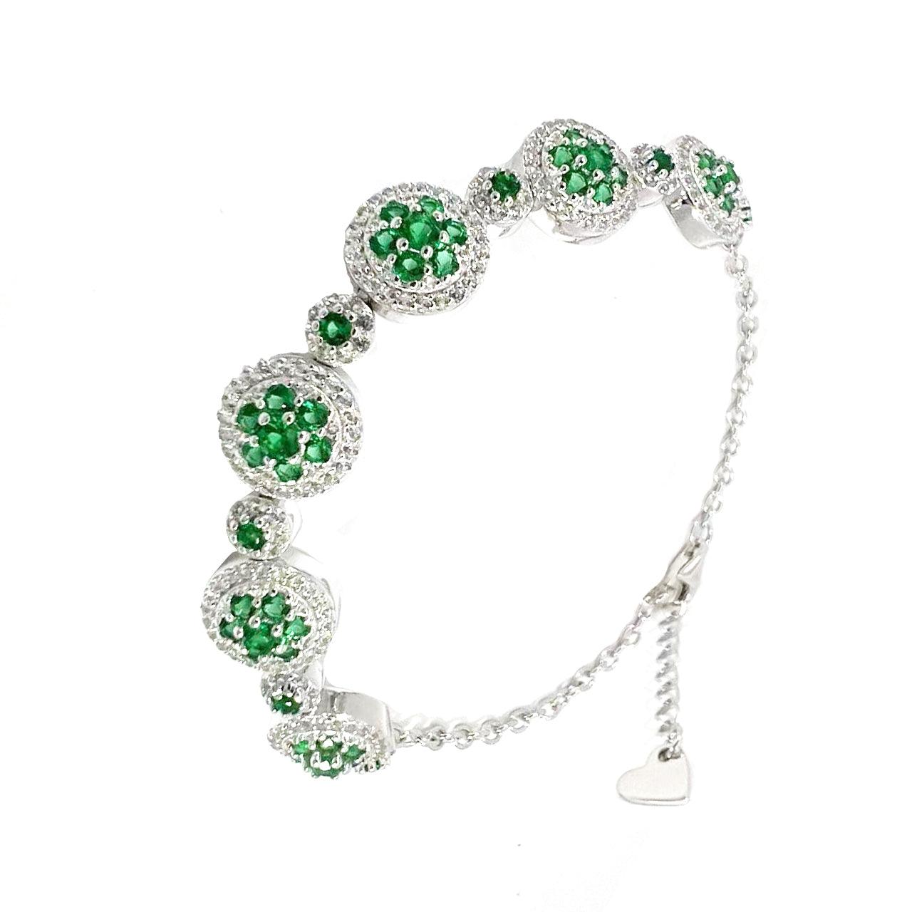 Lab Grown Emerald White Gold Halo Bracelet for Women - Elegant Tennis Bracelet for Weddings, Anniversaries & Special Occasions