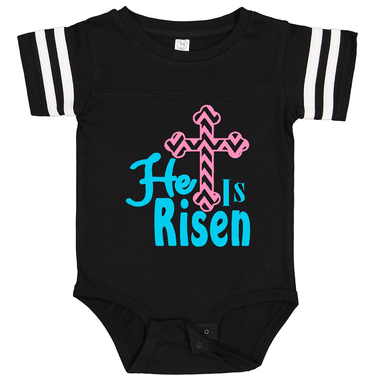 Inktastic Easter He is Risen Pink Cross Baby Bodysuit - Cute Christian Outfit for Easter Sunday & Baptism Celebrations