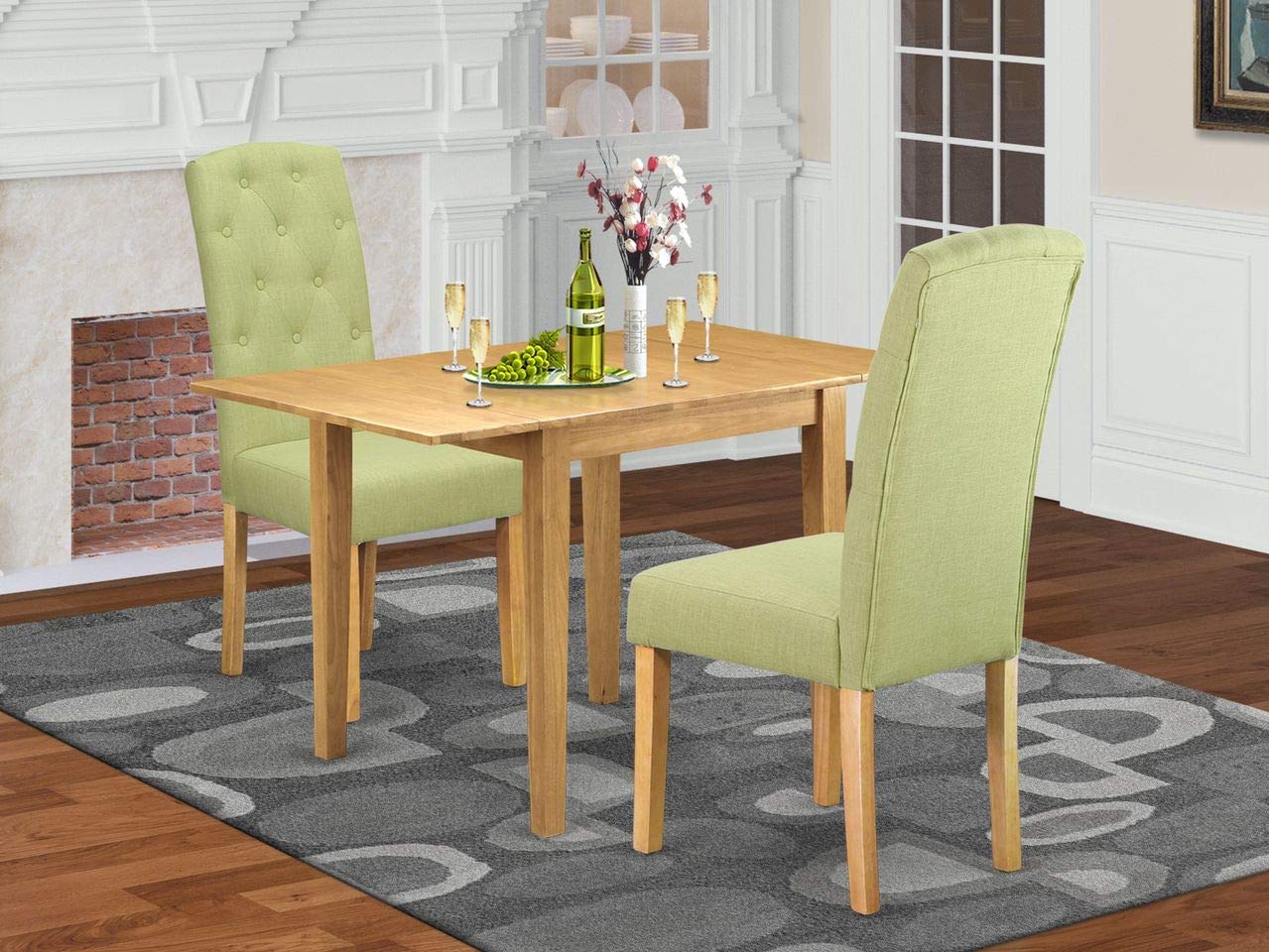 East West Furniture Solid Oak Dining Table Set - 5 Piece Modern Kitchen & Dining Room Set for Family Gatherings & Dinner Parties