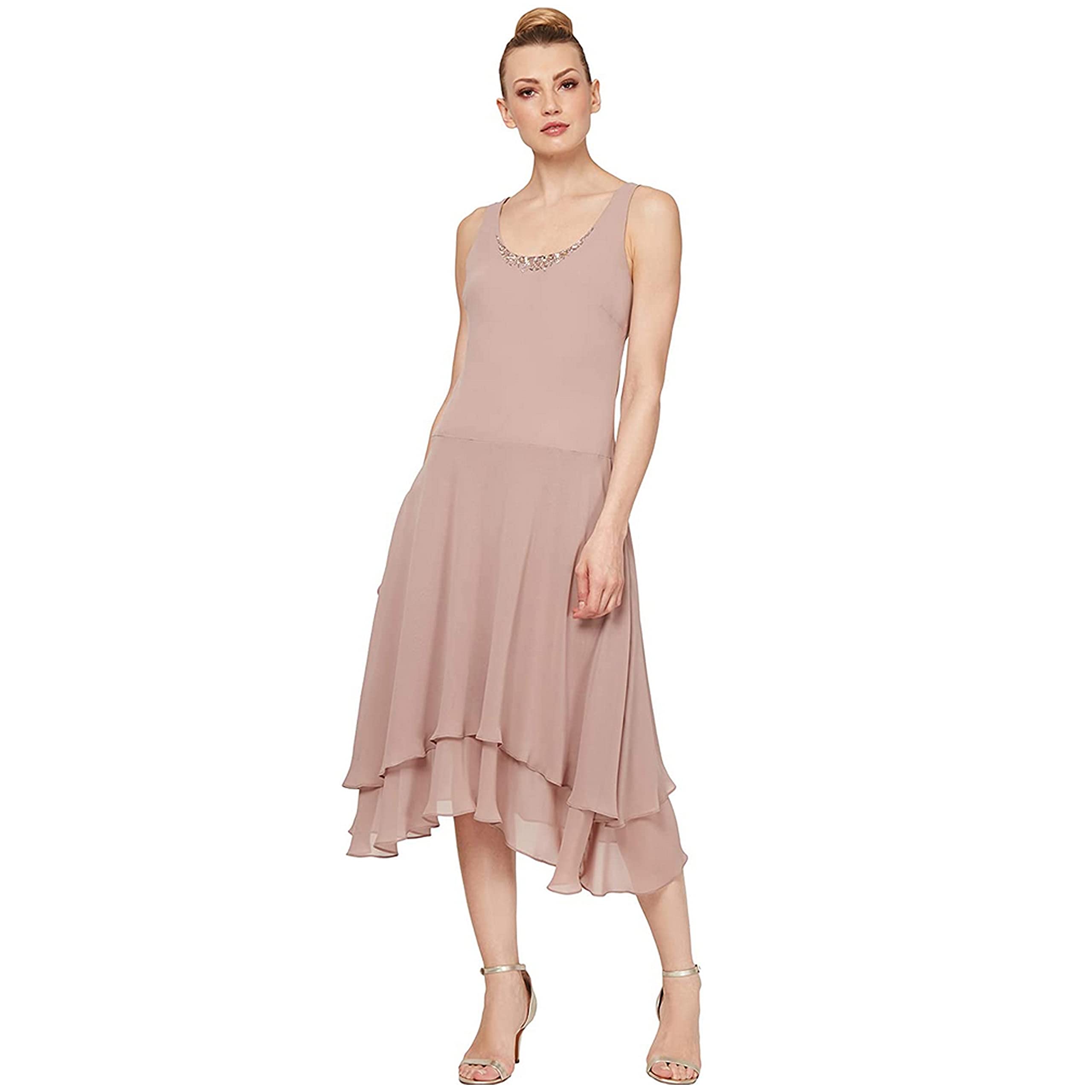 Elegant Embellished Neckline & Shoulder Mother of the Bride Dress for Women - Wedding Guest Formal Gown (Petite & Regular Sizes) | Perfect for Weddings, Galas & Special Occasions