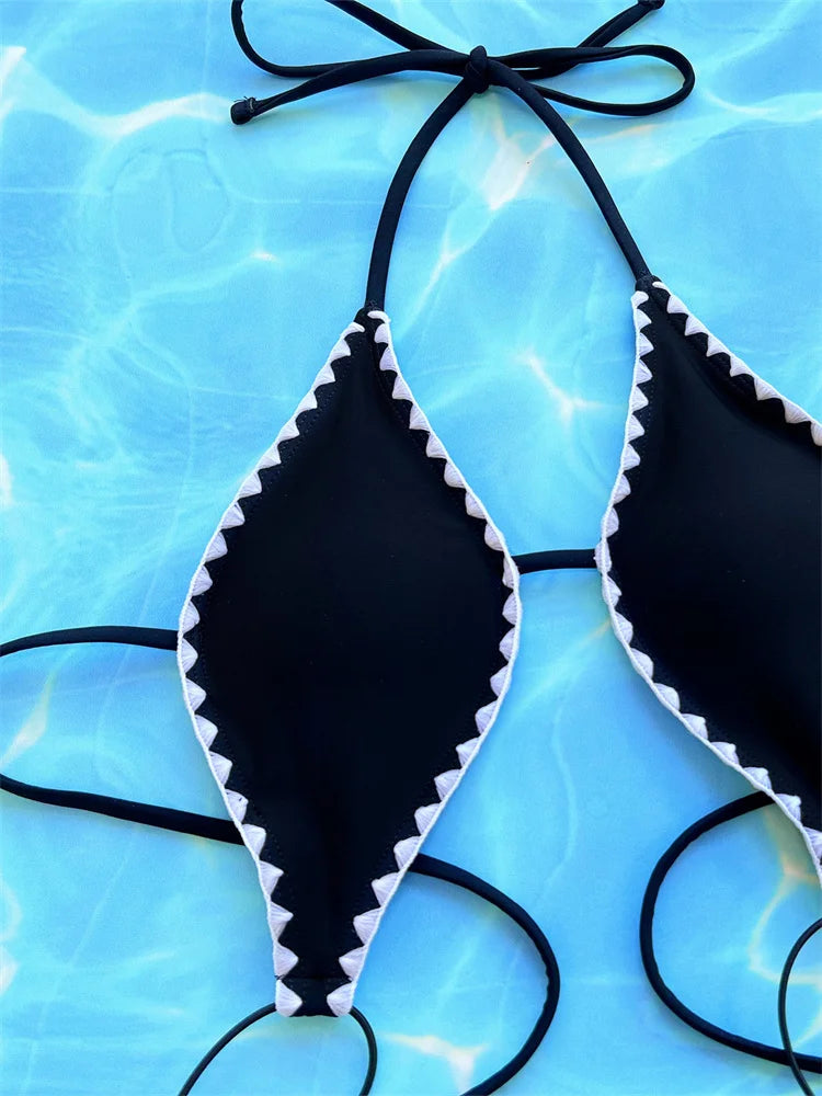 Sexy Black High Cut One Piece Swimsuit for Women - Backless Halter Monokini Bathing Suit | Brazilian Beachwear for Summer Vacation & Pool Parties 2025