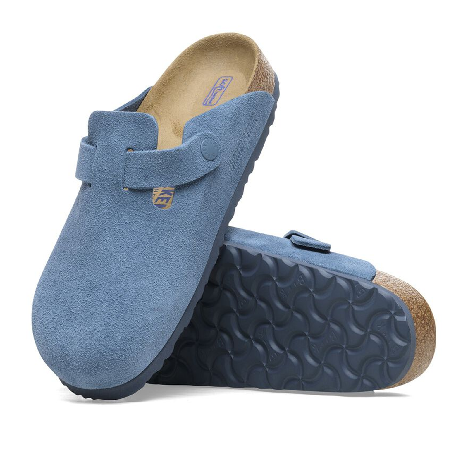 Birkenstock Boston Soft Footbed Narrow Clog (Women)   Elemental Blue Suede