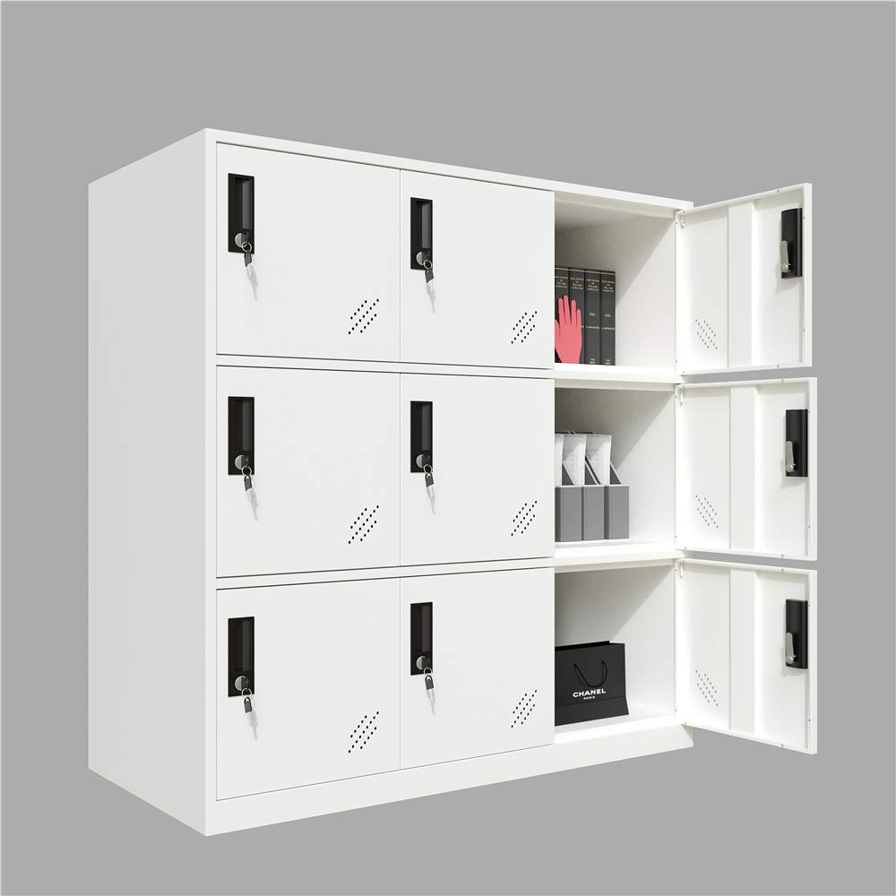Kids Locker Organizer for School & Home - Metal Shoe & Bag Storage Cabinet (9D Full White) - Perfect for Playground, Classroom & Dorm Organization