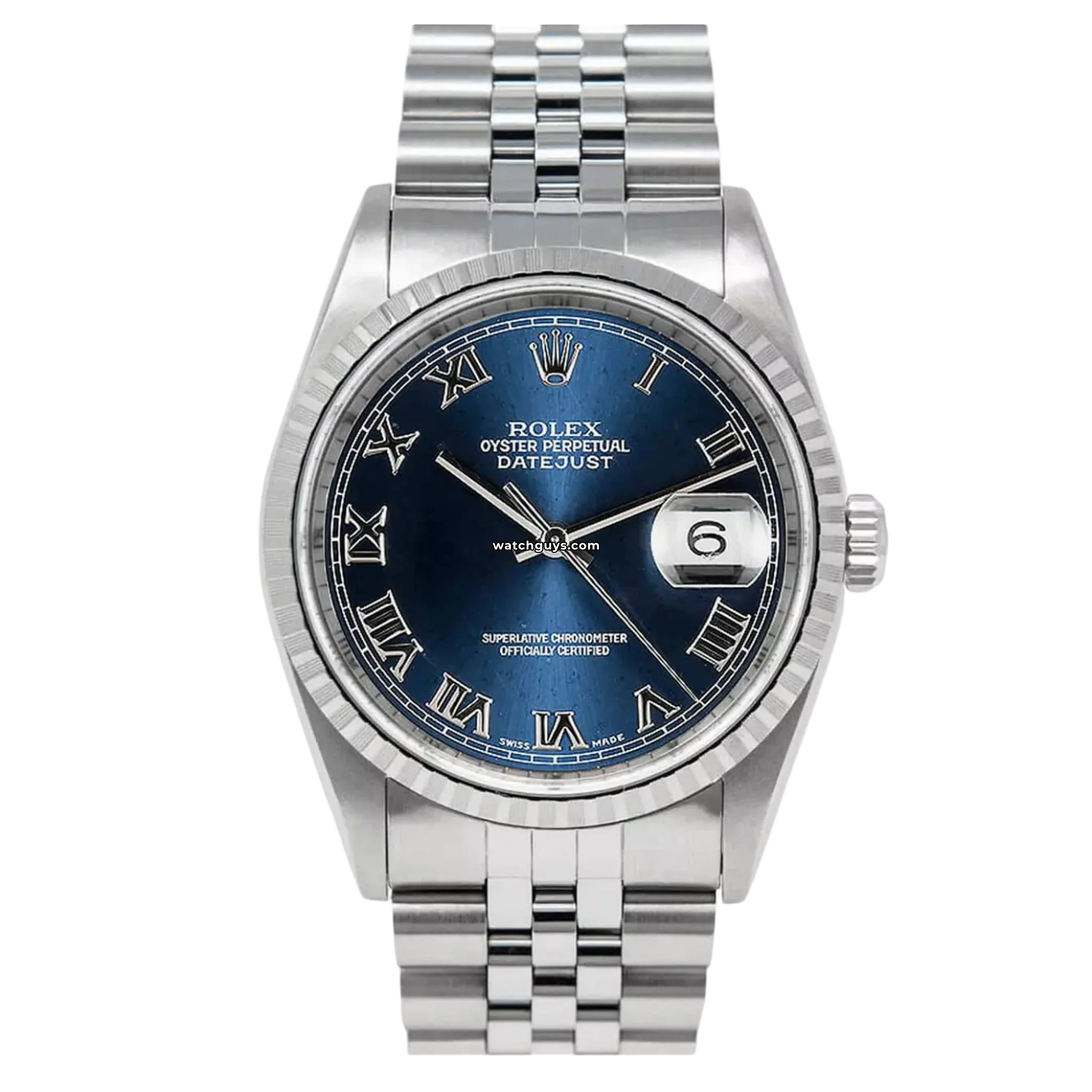 Authentic Rolex Datejust 16220 Men's Watch with Blue Dial - Luxury Stainless Steel Timepiece for Business, Formal & Special Occasions