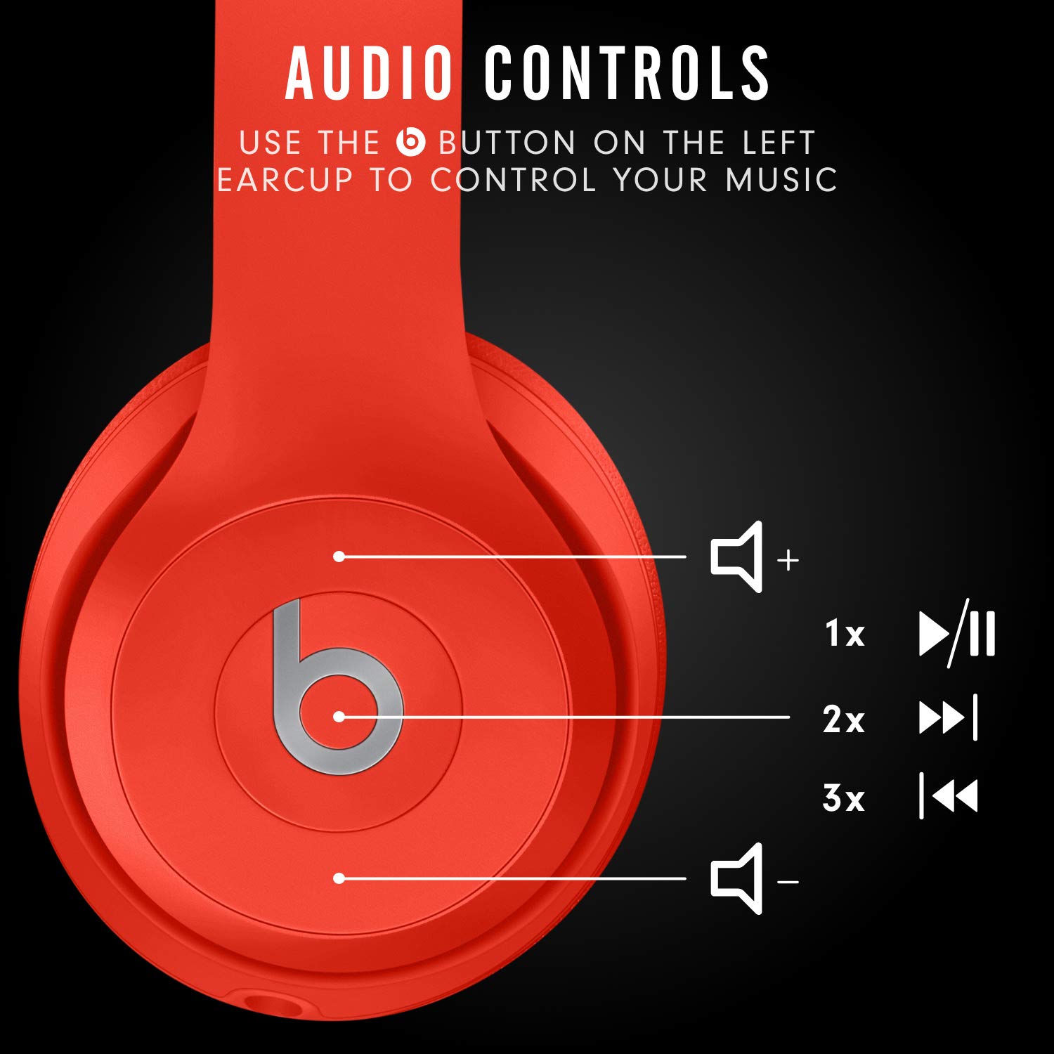 Beats Solo3 Wireless On-Ear Headphones with Apple W1 Chip - Bluetooth Headset, 40-Hour Battery Life, Built-in Mic - Red (Perfect for Gym, Travel & Music Lovers)