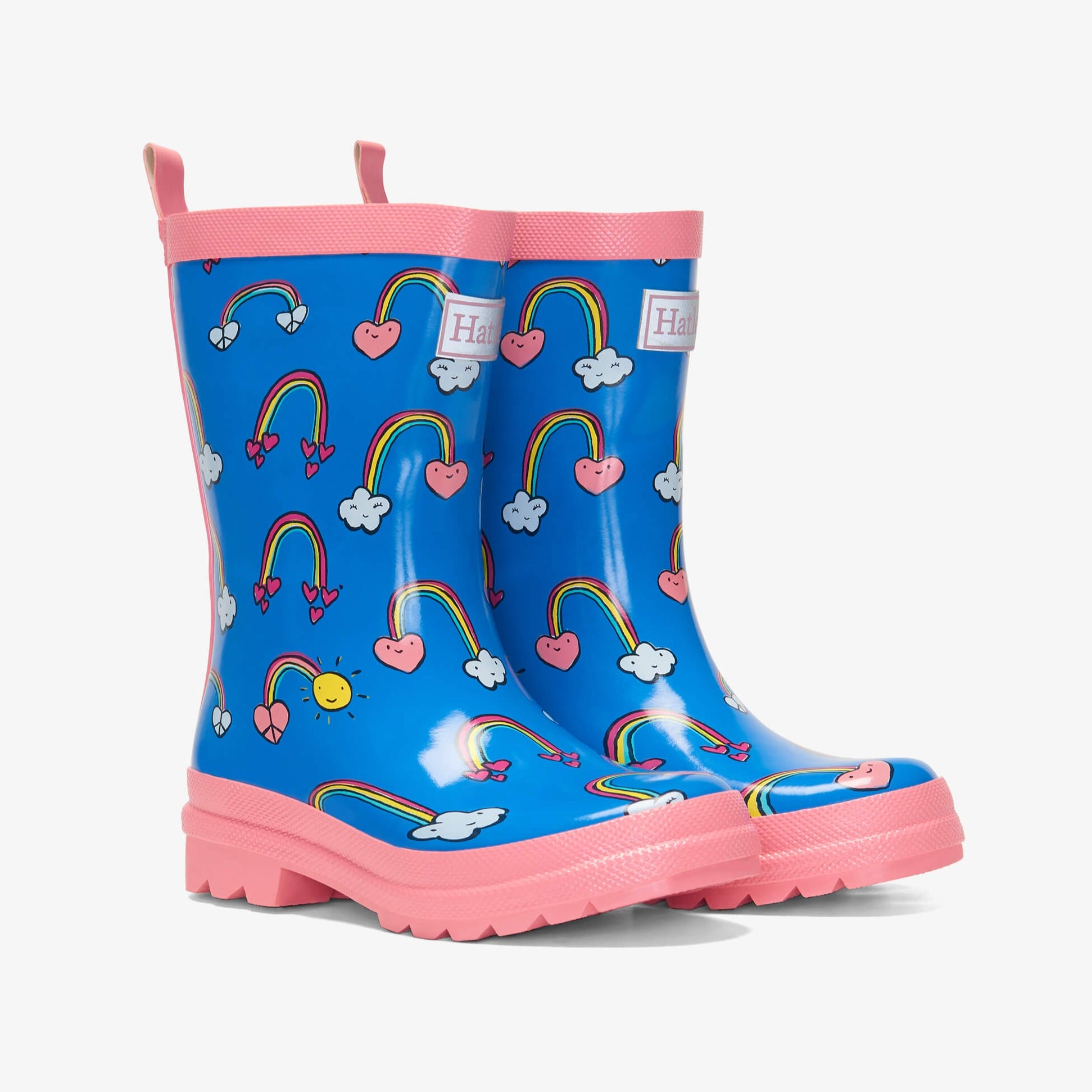 Hatley Summer Sky Shiny Rain Boots for Women - Waterproof Garden & Outdoor Boots for Rainy Days, Puddle Jumping & Spring Adventures