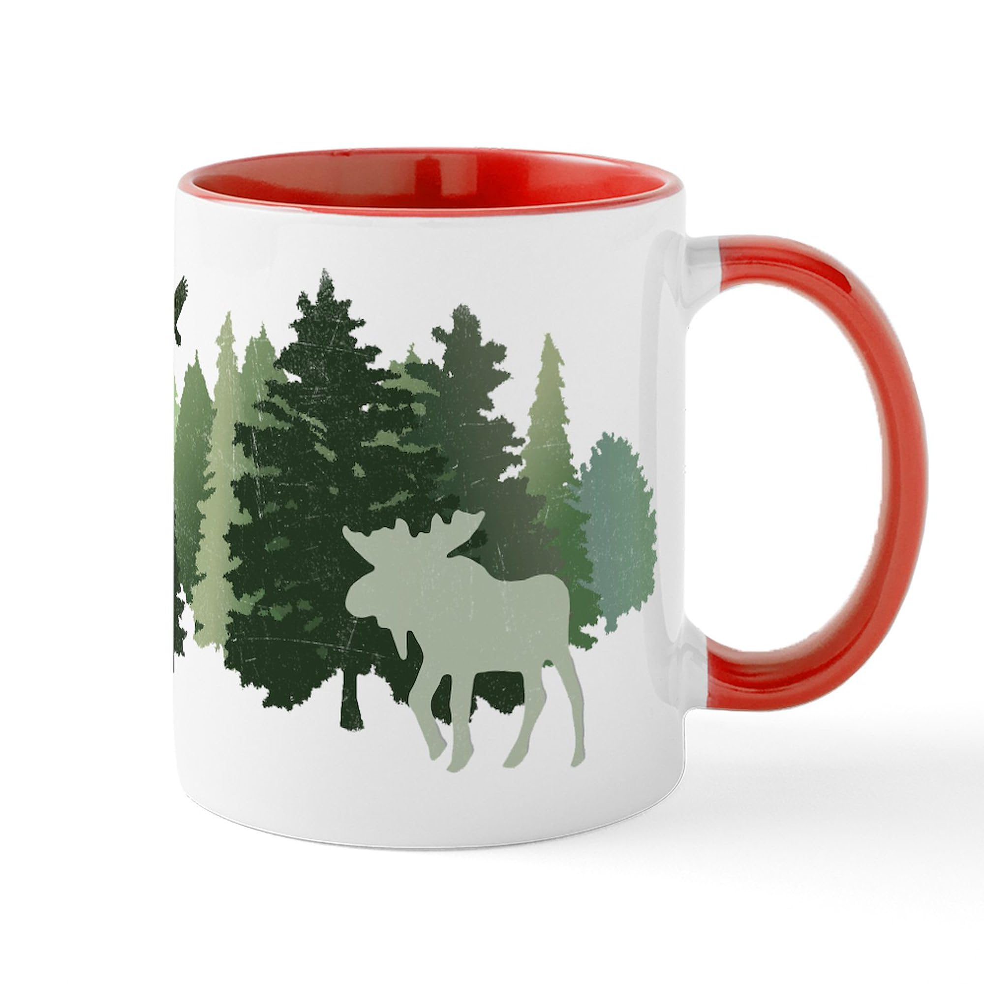 CafePress Moose In The Forest Ceramic Coffee Mug 11 oz (325 ml) - Perfect for Camping, Hiking & Nature Lovers Gifts