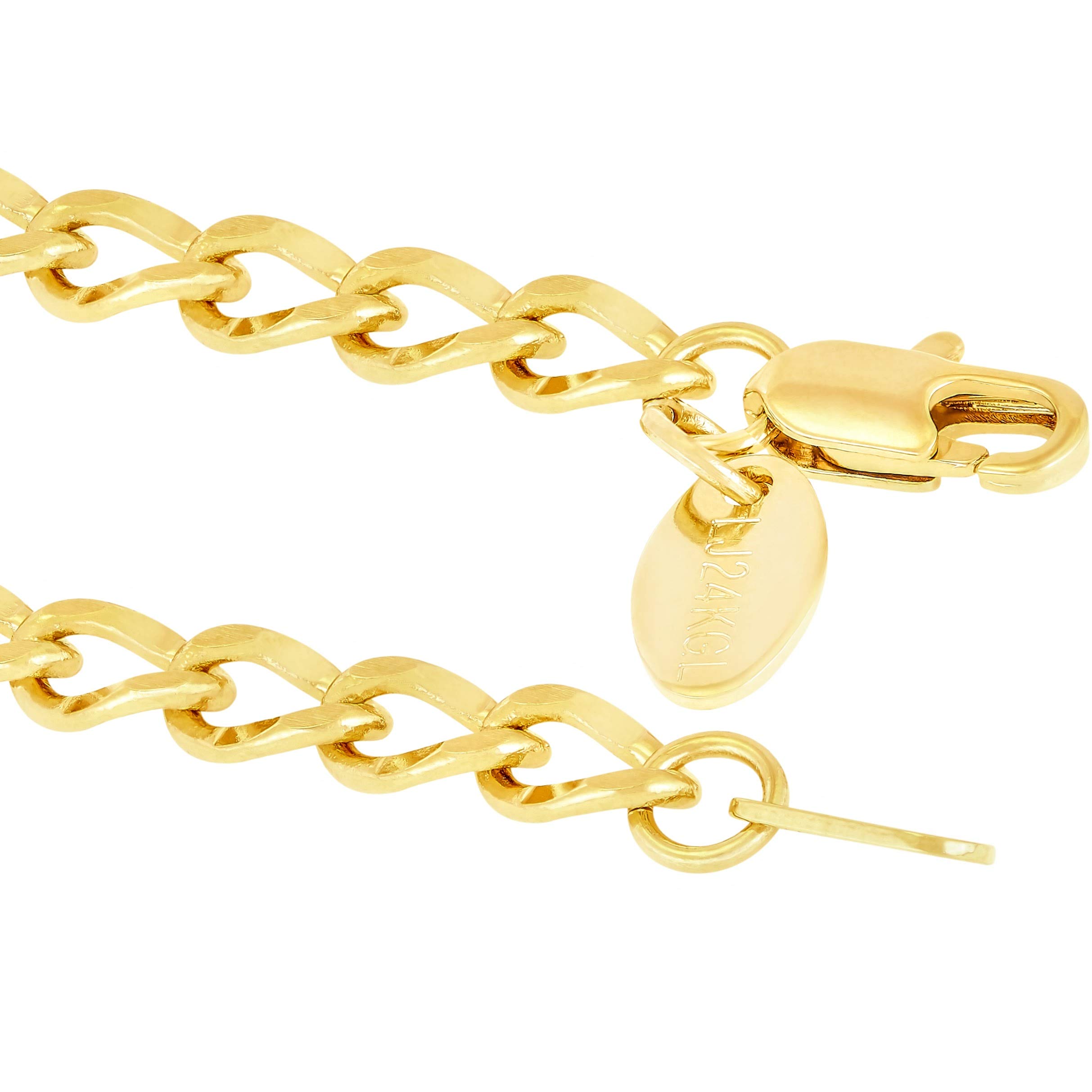 LIFETIME JEWELRY 24K Gold Plated Women's Diamond Cut Curb Link Ankle Bracelet - Elegant Anklet for Everyday Wear, Parties & Special Occasions