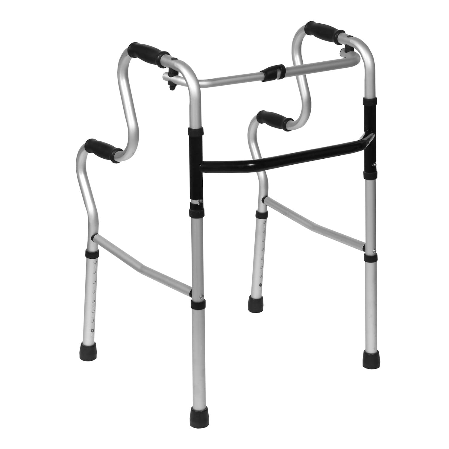 Support Plus Easy Rise Walker - Adjustable Height Folding Mobility Aid with Double Level Padded Handles for Seniors & Elderly - Ideal for Home Use, Recovery & Daily Assistance