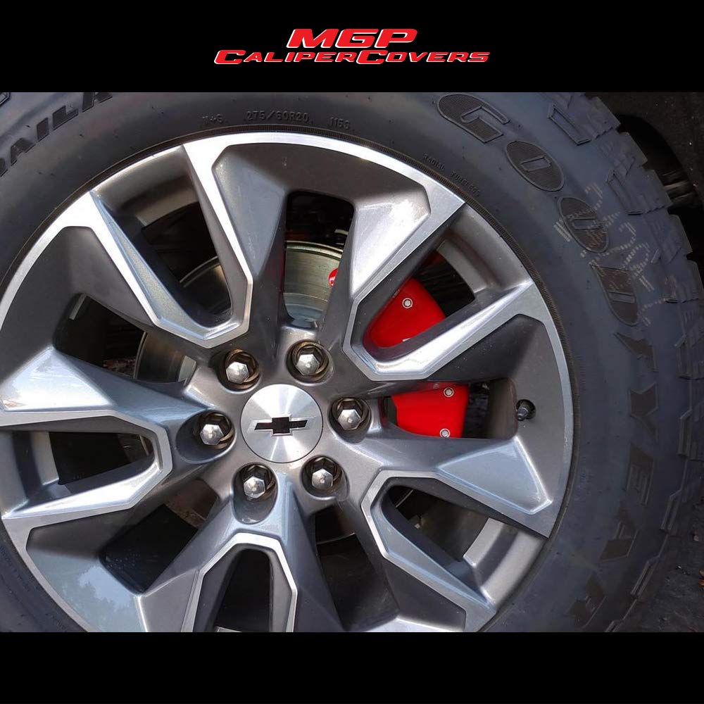 MGP Caliper Covers 14034SSILRD - Red Brake Caliper Covers for 1999-2006 Chevy Silverado 1500 | Silverado Engraved Front & Rear Set of 4 | Upgrade Truck Brake Appearance for Car Shows & Custom Builds