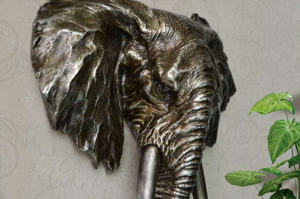 African Elephant Head Sculpture Wall Decor - Handcrafted Wild Animal Statue for Modern Home & Office - Perfect for Living Room, Bedroom, or Safari-Themed Interior Design