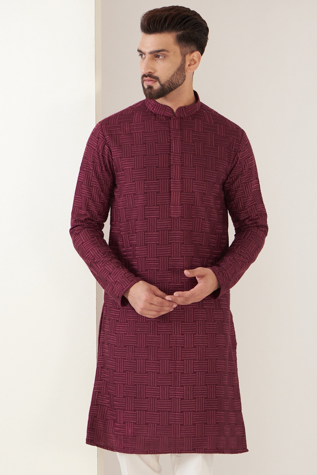 Elegant Maroon Embroidered Kurta for Women | Traditional Indian Thread Work Tunic | Perfect for Festivals, Weddings & Casual Wear