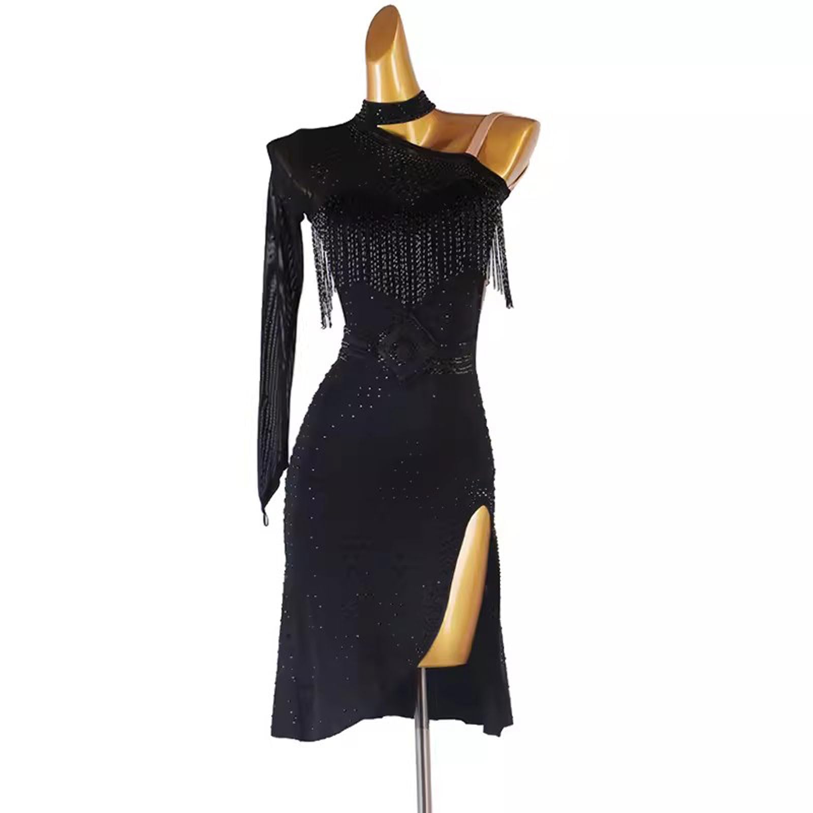 Professional Latin Dance Costume for Women - Elegant Beaded Salsa Tango Ballroom Competition Dress | Perfect for Performances, Shows & Dance Competitions