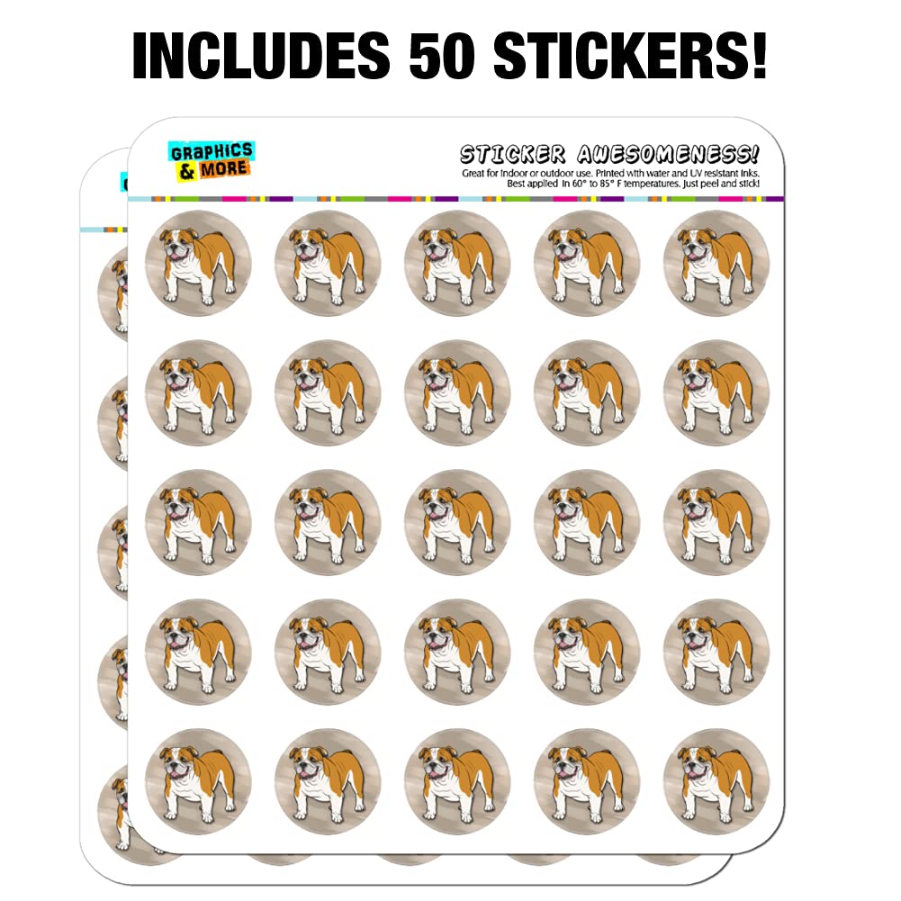 English Bulldog Pet Dog 1 Inch Planner Stickers - Clear Scrapbooking & Crafting Decals for Bullet Journals, DIY Projects & Planner Decorations