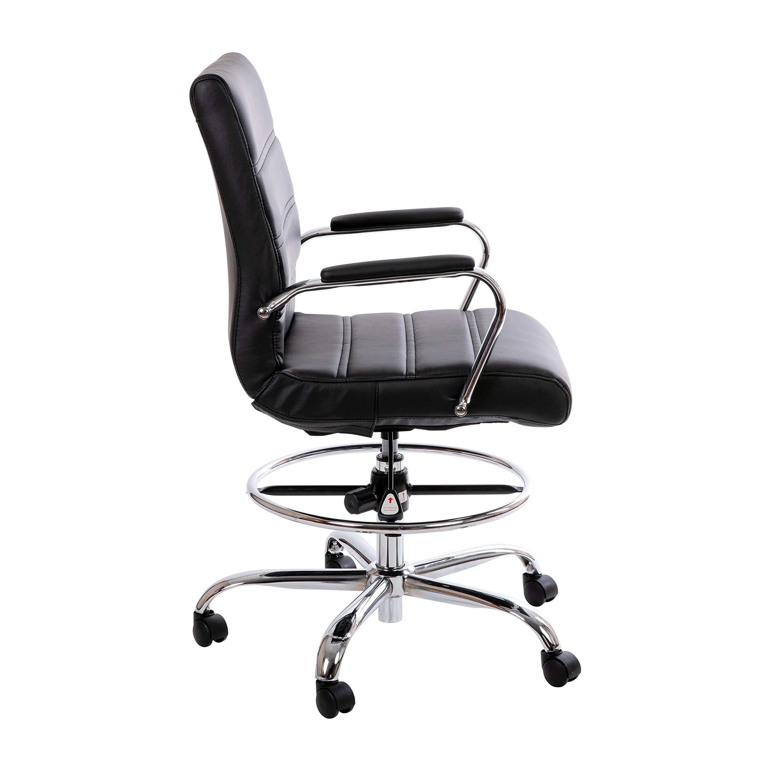 Whitney Mid-Back LeatherSoft Swivel Office Chair with Foot Ring - Adjustable for Home & Office Use