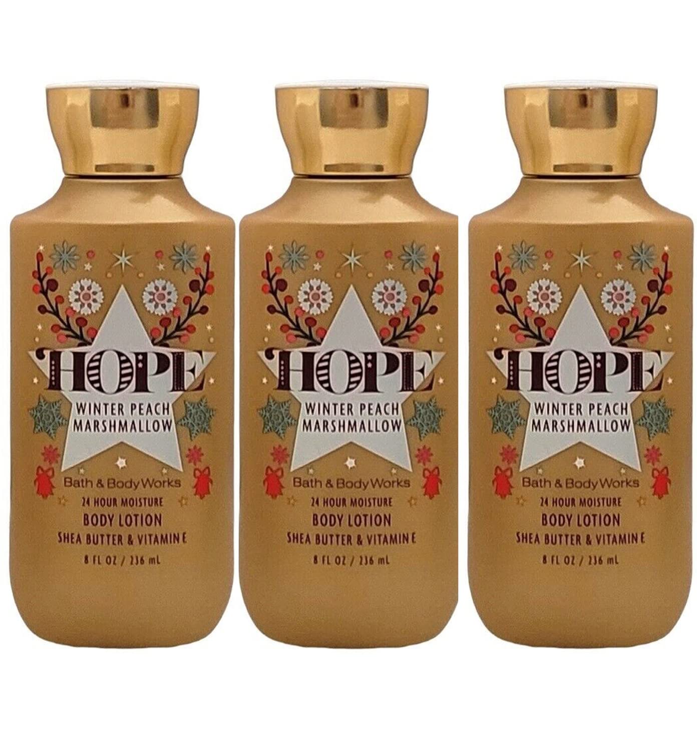 Bath & Body Works Winter Peach Marshmallow Ultra Hydrating Body Lotion Set - 3 Pack (8oz Each) | Moisturizing Gift for Women | Perfect for Dry Skin Care & Winter Gifting