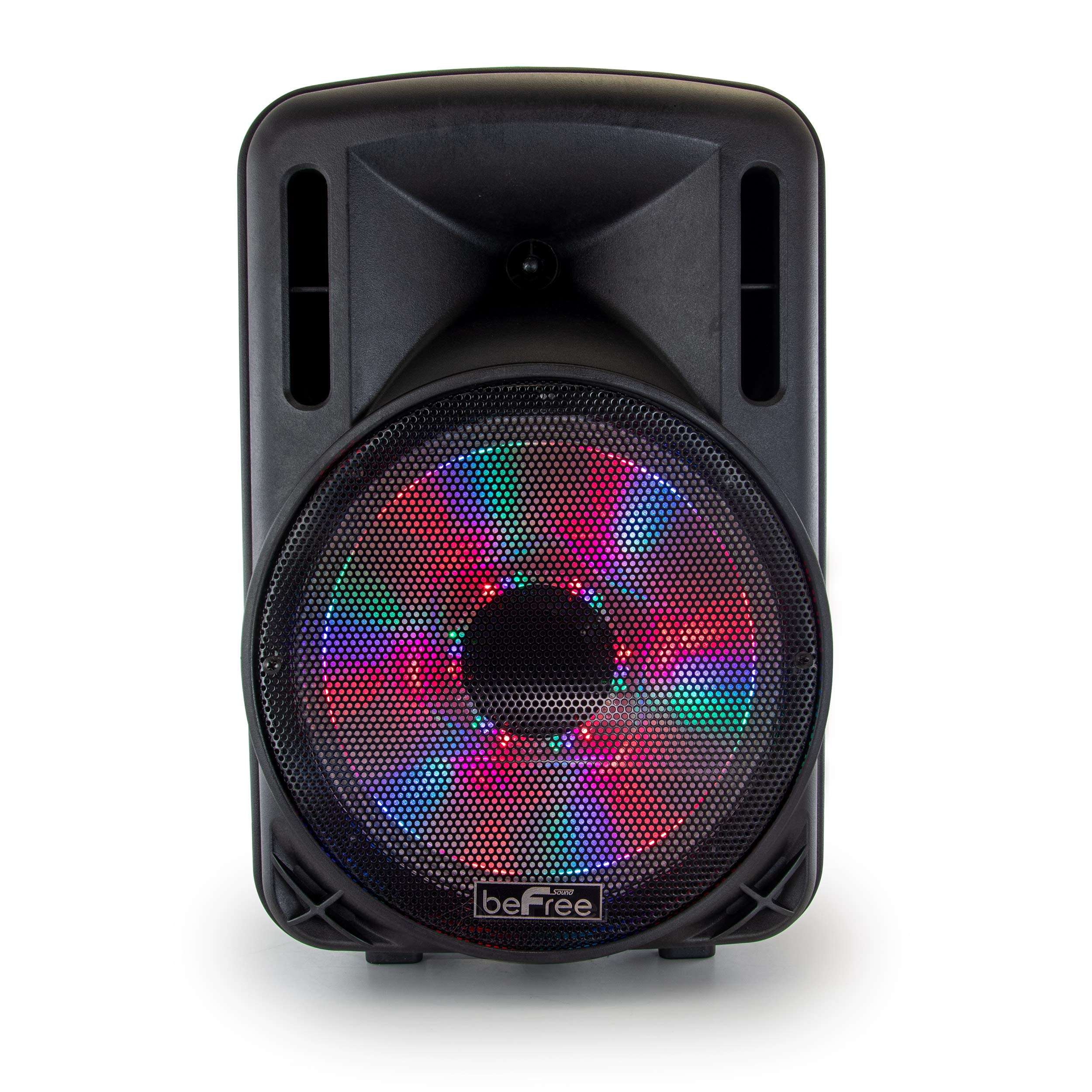 beFree Sound 12 Inch 2500 Watt Bluetooth Portable PA Speaker with LED Lights, USB/MicroSD/AUX/FM Radio - Perfect for Outdoor Parties, Events & DJ Performances (BFS-12, Black)