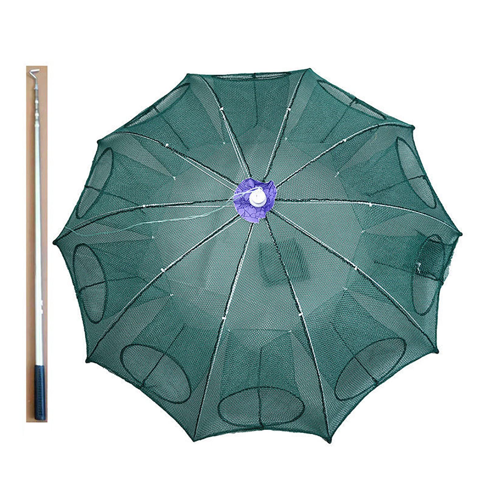 Portable Folding Fishing Net for Freshwater - 10 Hole Collapsible Crab, Lobster, Crayfish & Small Fish Catcher - Ideal for Camping, Kayaking & Shore Fishing Adventures