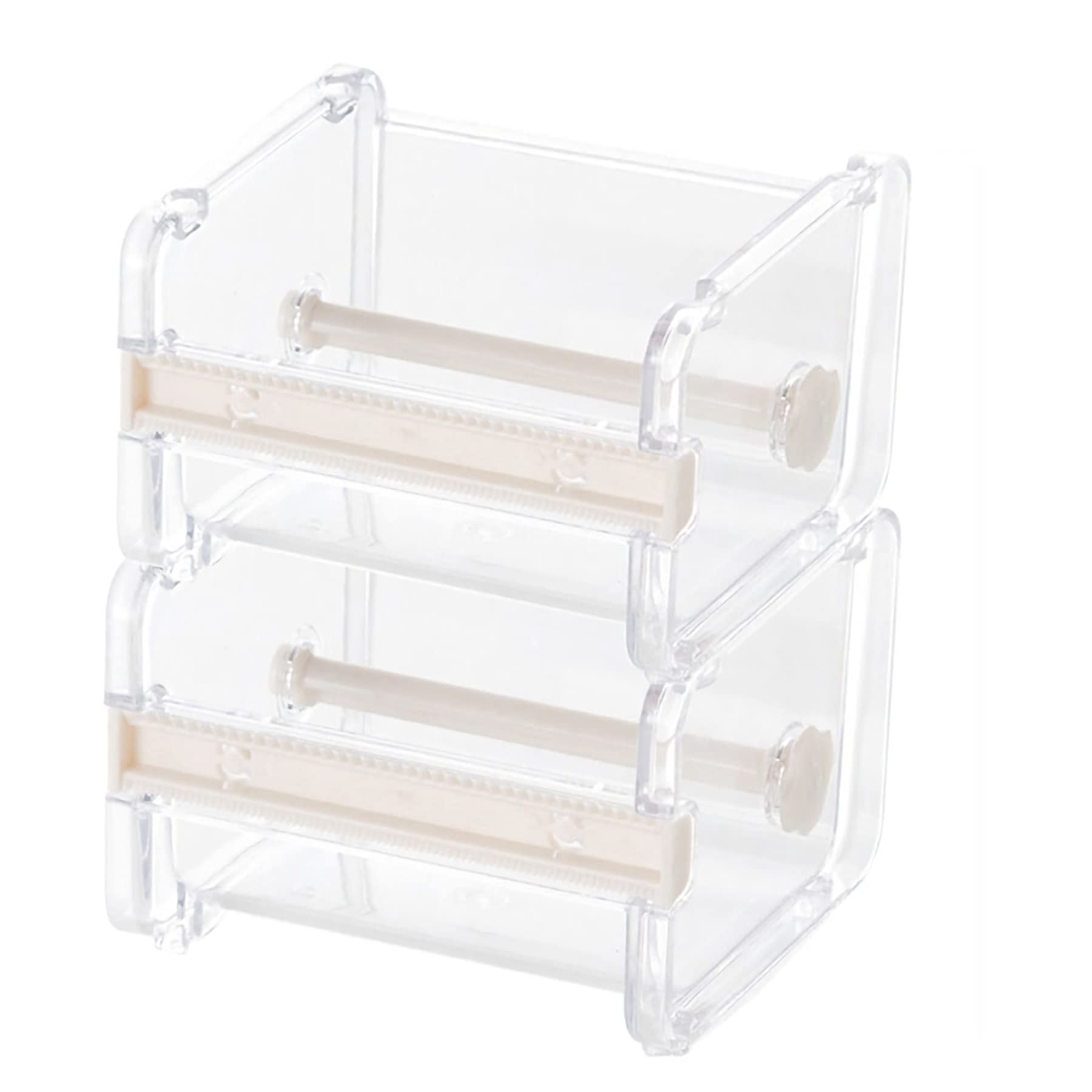 2-Pack Washi Tape Dispenser with Cutter - Roll Tape Holder Organizer for Masking Tape, Desktop DIY Sticker Roll Storage (Beige) - Perfect for Scrapbooking, Journaling & Office Organization