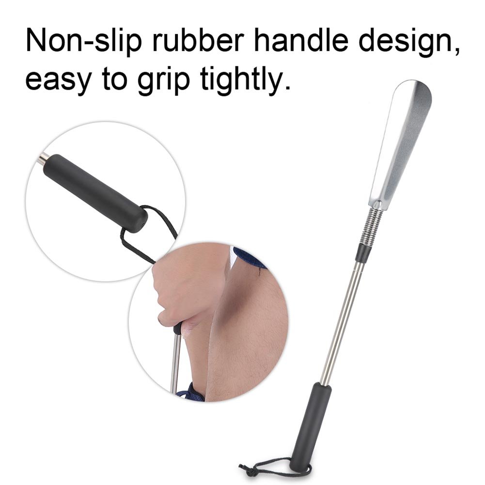 Long Handle Stainless Steel Shoe Horn - Collapsible & Durable Shoehorn for Elderly, Back Pain & Pregnancy - Perfect for Easy Dressing & Mobility Assistance