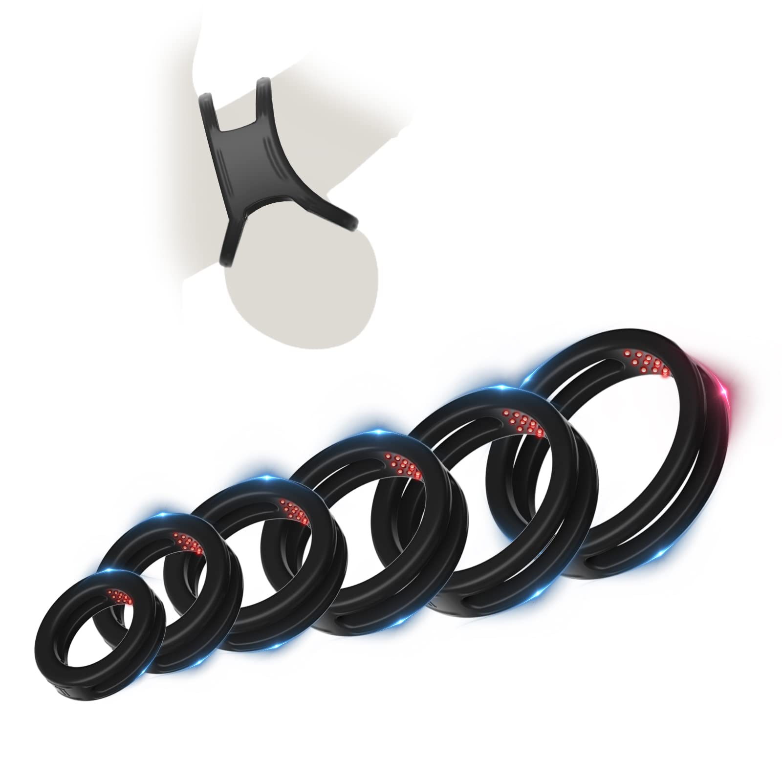 6-Pack Silicone Cock Rings for Men - Stretchy & Comfortable Penis Rings Set for Erection Support, Stronger & Longer Lasting Pleasure - Perfect Couples Sex Toy for Enhanced Intimacy & Spice Up Your Bedroom Life