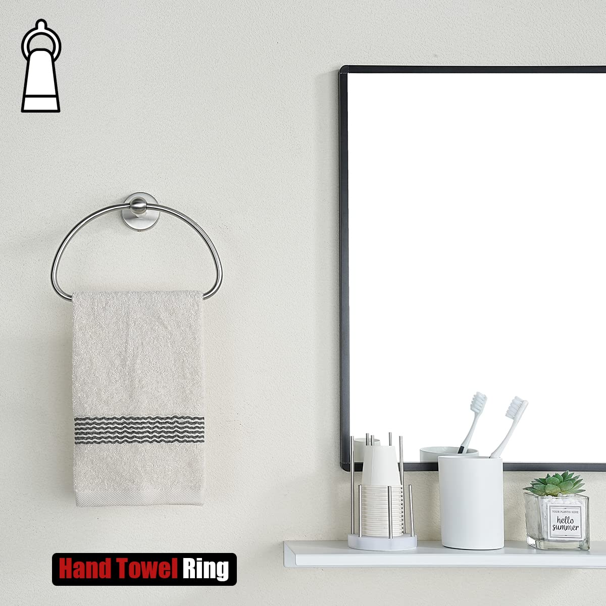 Stainless Steel Towel Ring Holder - 7 Inch Brushed Nickel Wall Mount Bathroom Accessory (TR160-BN) - Perfect for Modern Bathrooms & Powder Rooms