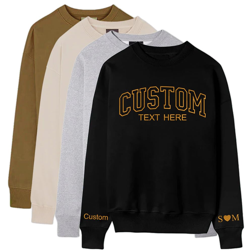 Custom Embroidered Sweatshirt - Personalized Hoodie for Women & Men | Design Your Own Text/Logo | Unique Embroidered Gift for Birthday, Anniversary & Couples | Perfect for Casual Wear, Gifting & Special Occasions
