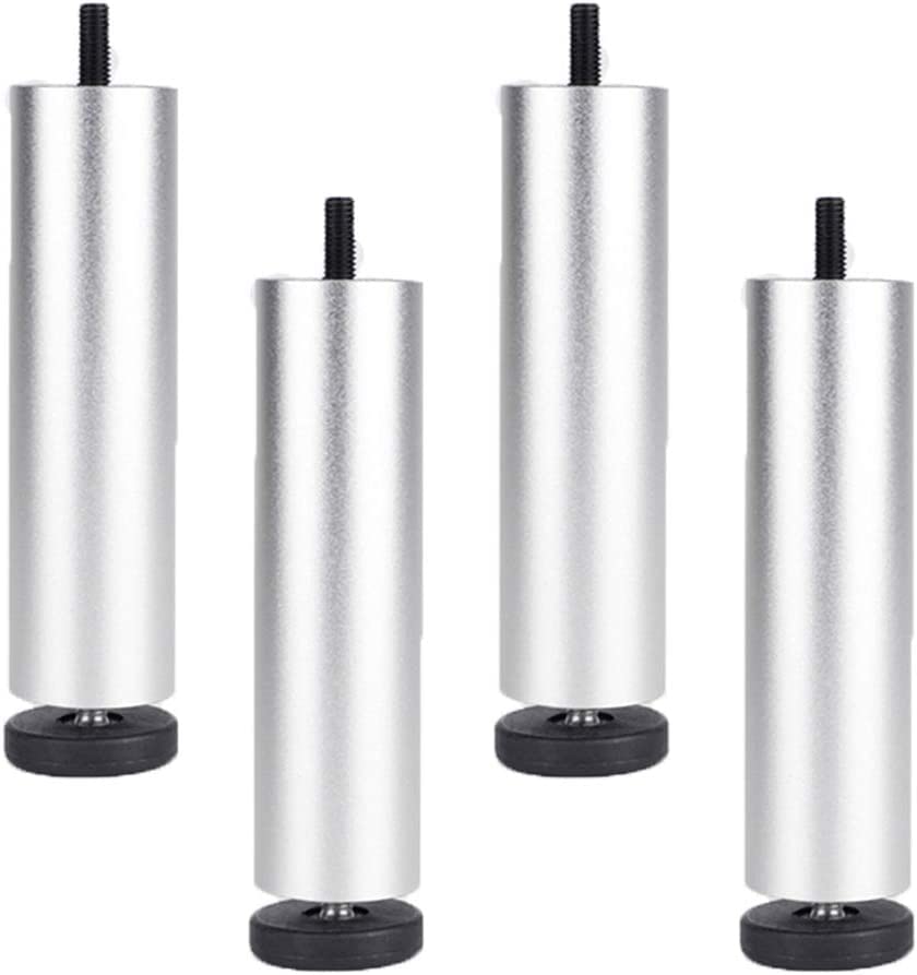 Adjustable Metal Furniture Legs - 4pcs Aluminum Alloy Round Replacement Feet for Tables, Sofas, Desks & Cabinets (25cm, Silver) - Perfect for Home Office, Living Room & Bedroom Furniture Upgrades