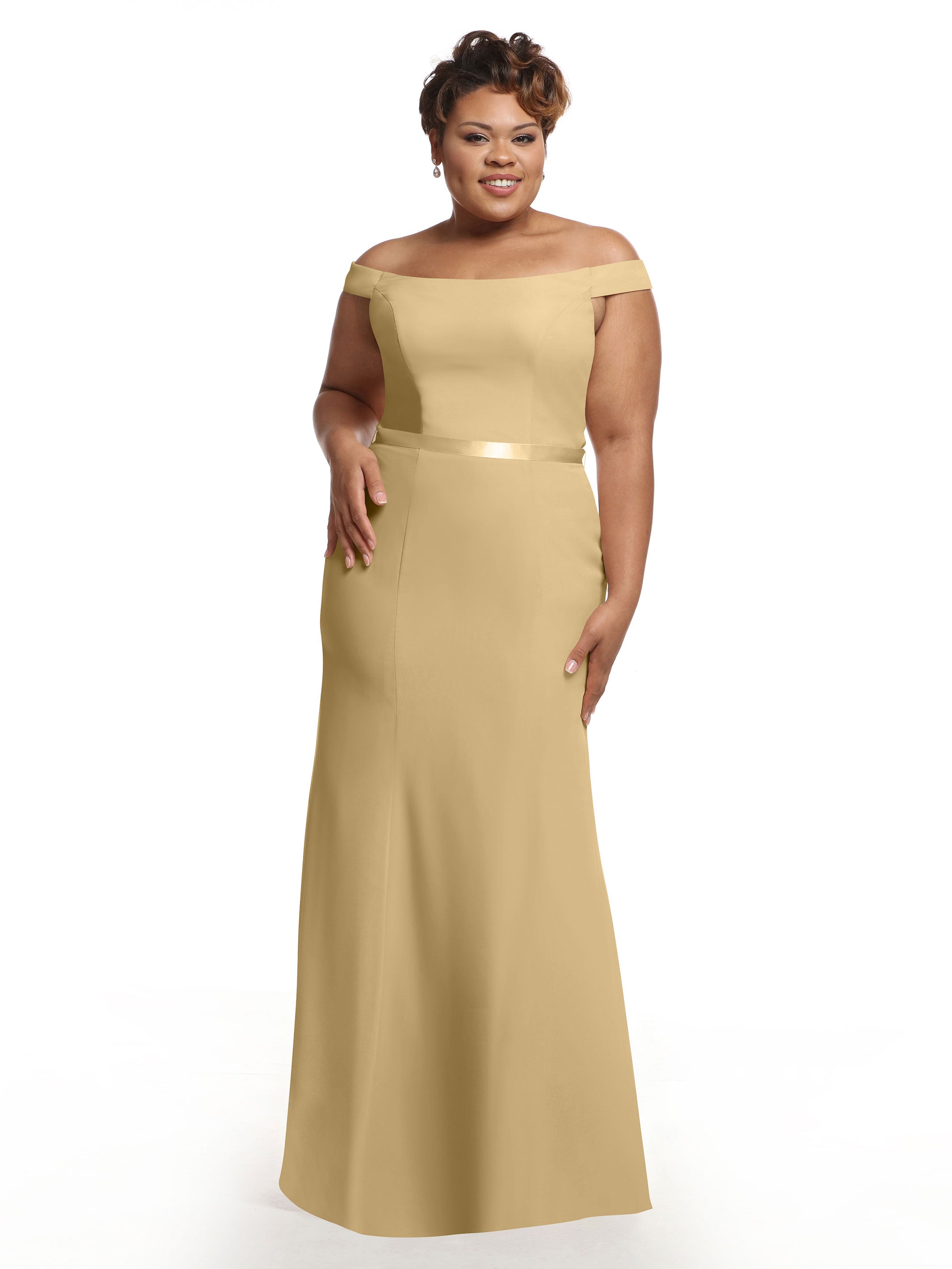 Elegant Off-The-Shoulder Chiffon Bridesmaid Dress with Ribbon Belt - A-Line Fit & Flare Design for Weddings, Parties & Special Occasions