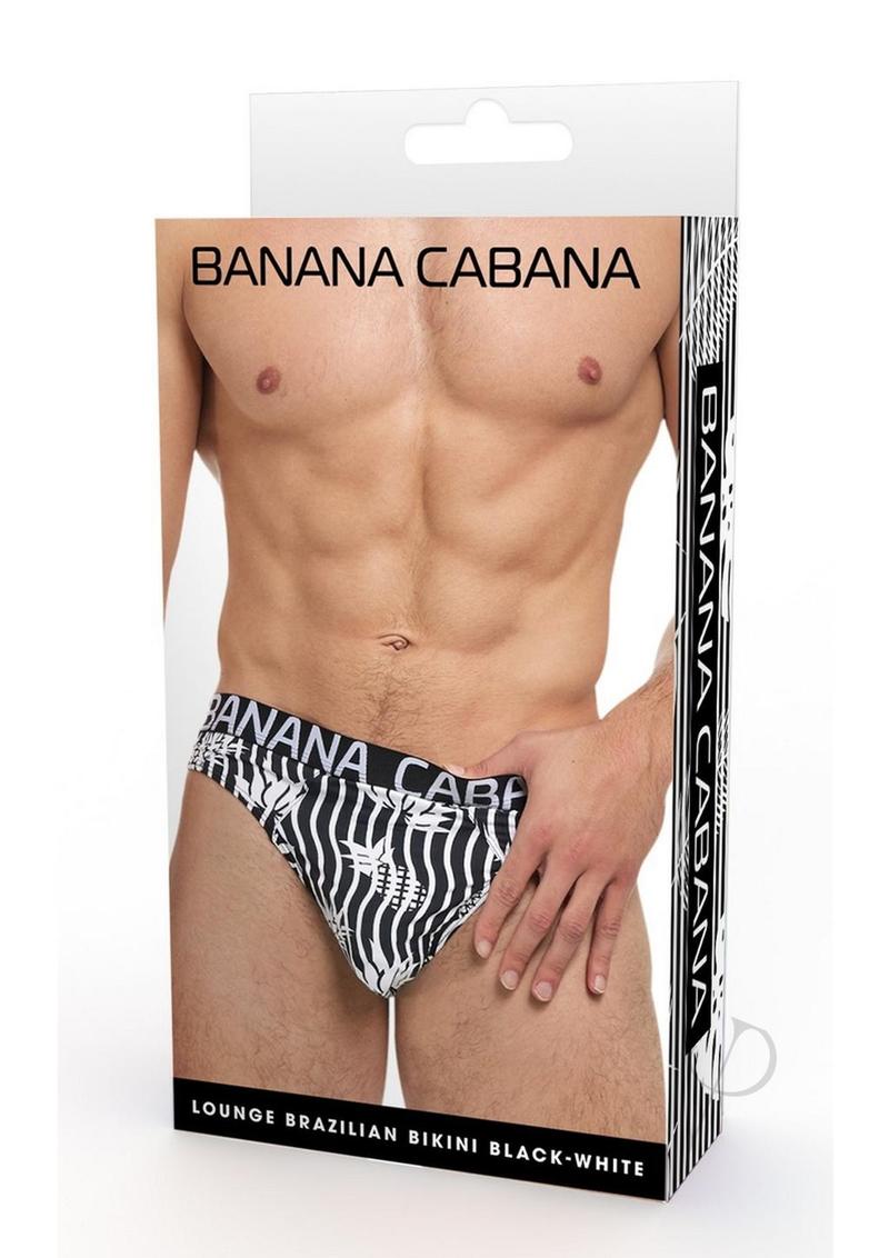 Banana Cabana Bikini Set - Medium/Large Size - Black & White Two-Tone Swimwear for Women - Perfect for Beach Vacations, Pool Parties & Summer Getaways