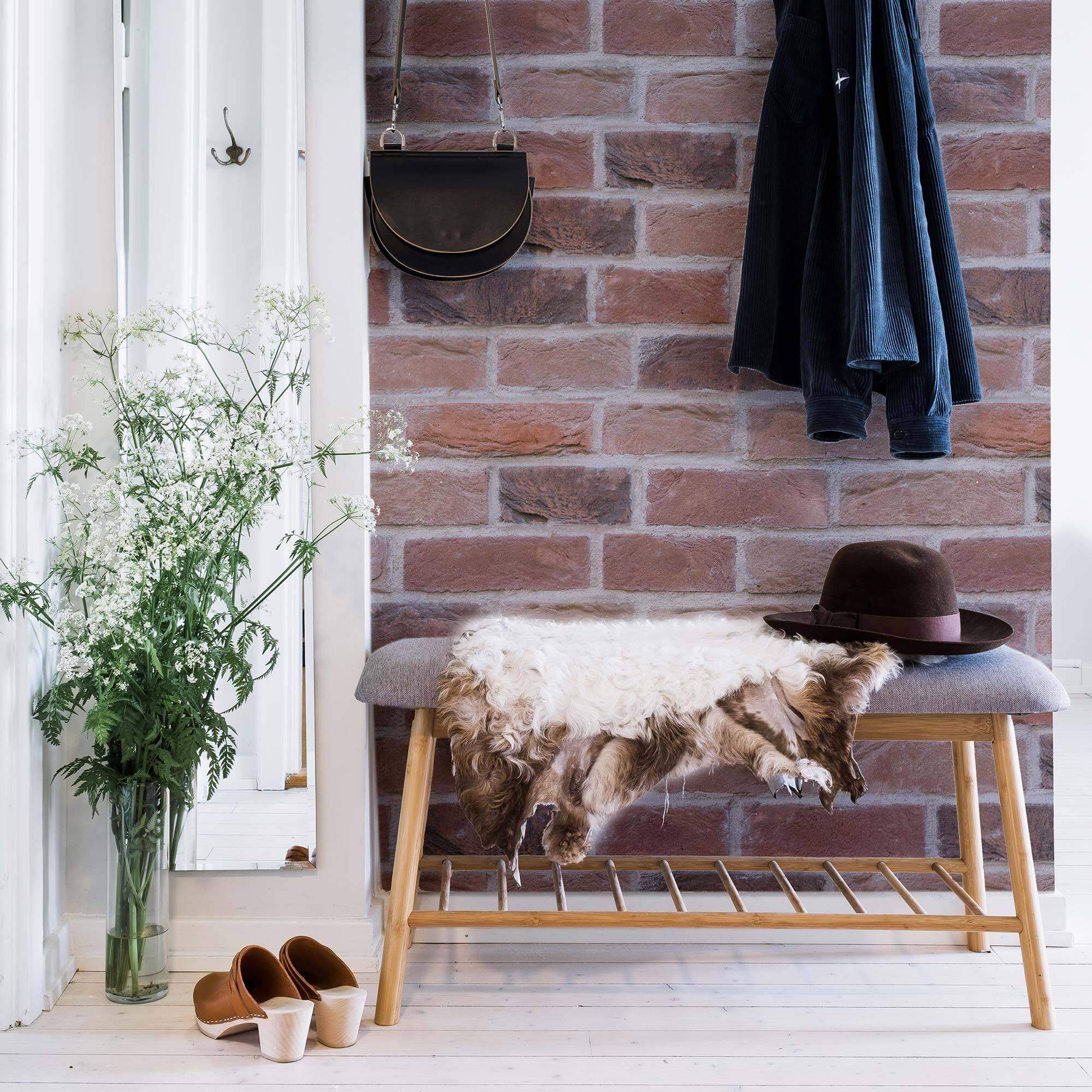 Red Brick Peel and Stick Removable Wallpaper 0656 - Self-Adhesive Decorative Wall Covering for Home Office, Bedroom & Living Room Decor