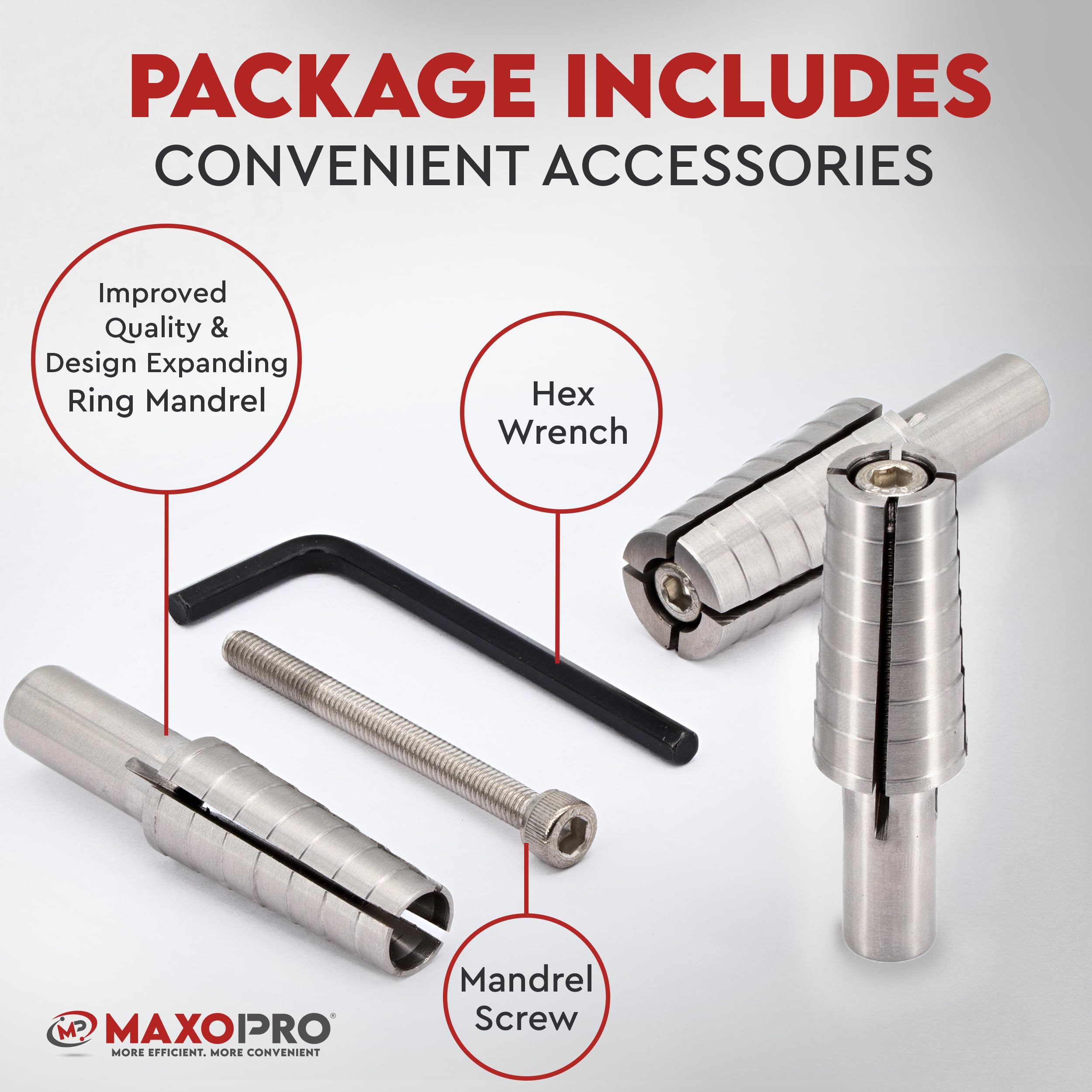 Premium Stainless Steel Expanding Ring Mandrel Set of 3 with Hex Allen Key - Heavy Duty Ring Shaper Tool for Jewelry Making (Sizes 4-14) - Perfect for Ring Turning, Metal Forming & DIY Jewelry Crafting - by MaxoPro