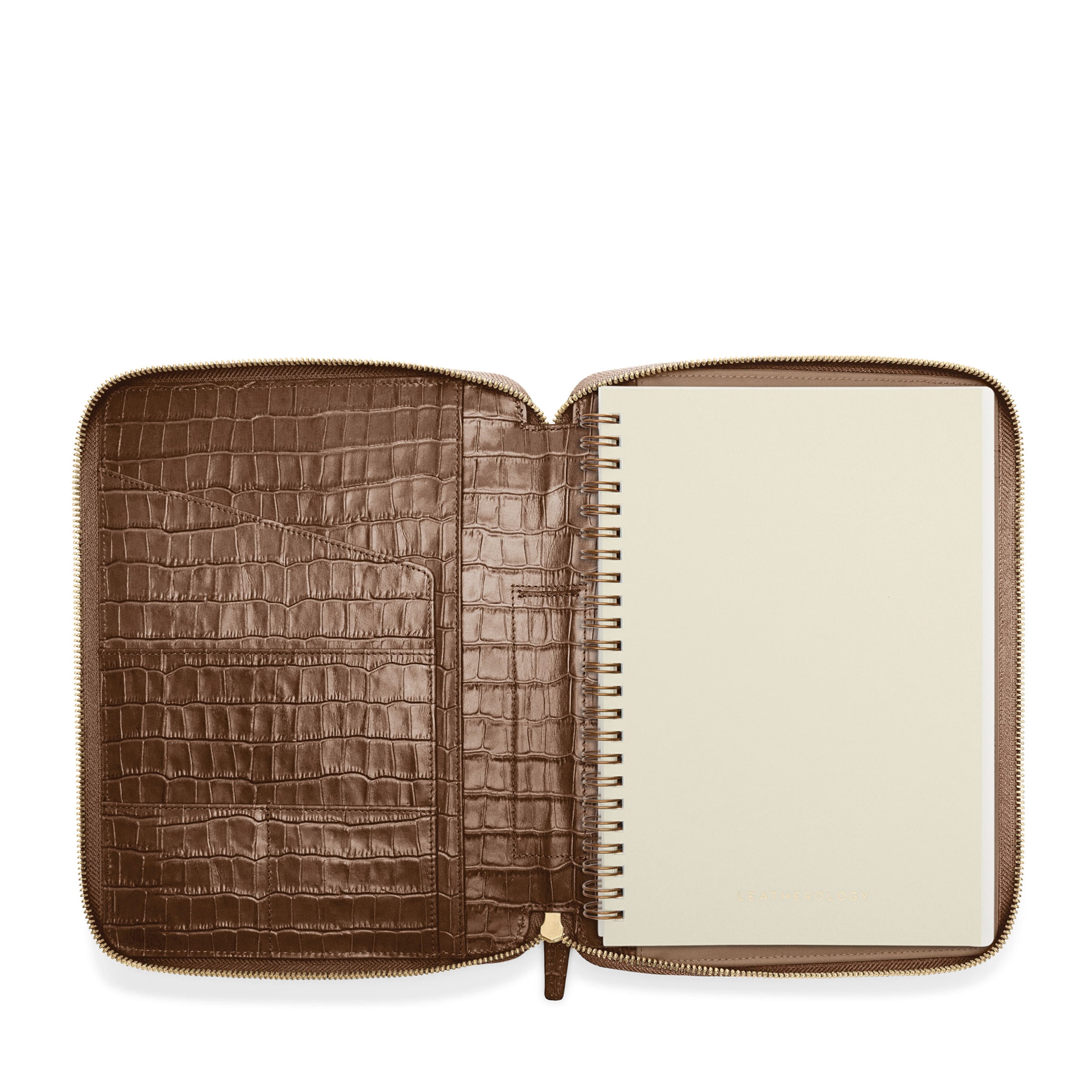 Premium B5 Spiral Notebook with Zipper - Cocoa Croc Design for School, Office & Travel - Durable Composition Journal for Note Taking & Planning