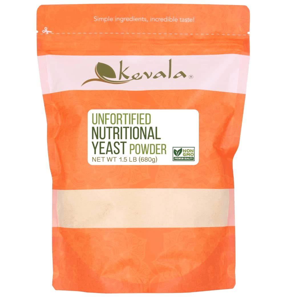 Kevala Unfortified Nutritional Yeast Powder - Vegan Cheese Substitute for Popcorn, Pasta & Baking | Gluten-Free Seasoning for Snacks, Bread & Recipes | 1.5 lb Pack | Perfect for Vegan Cooking & Healthy Meal Prep