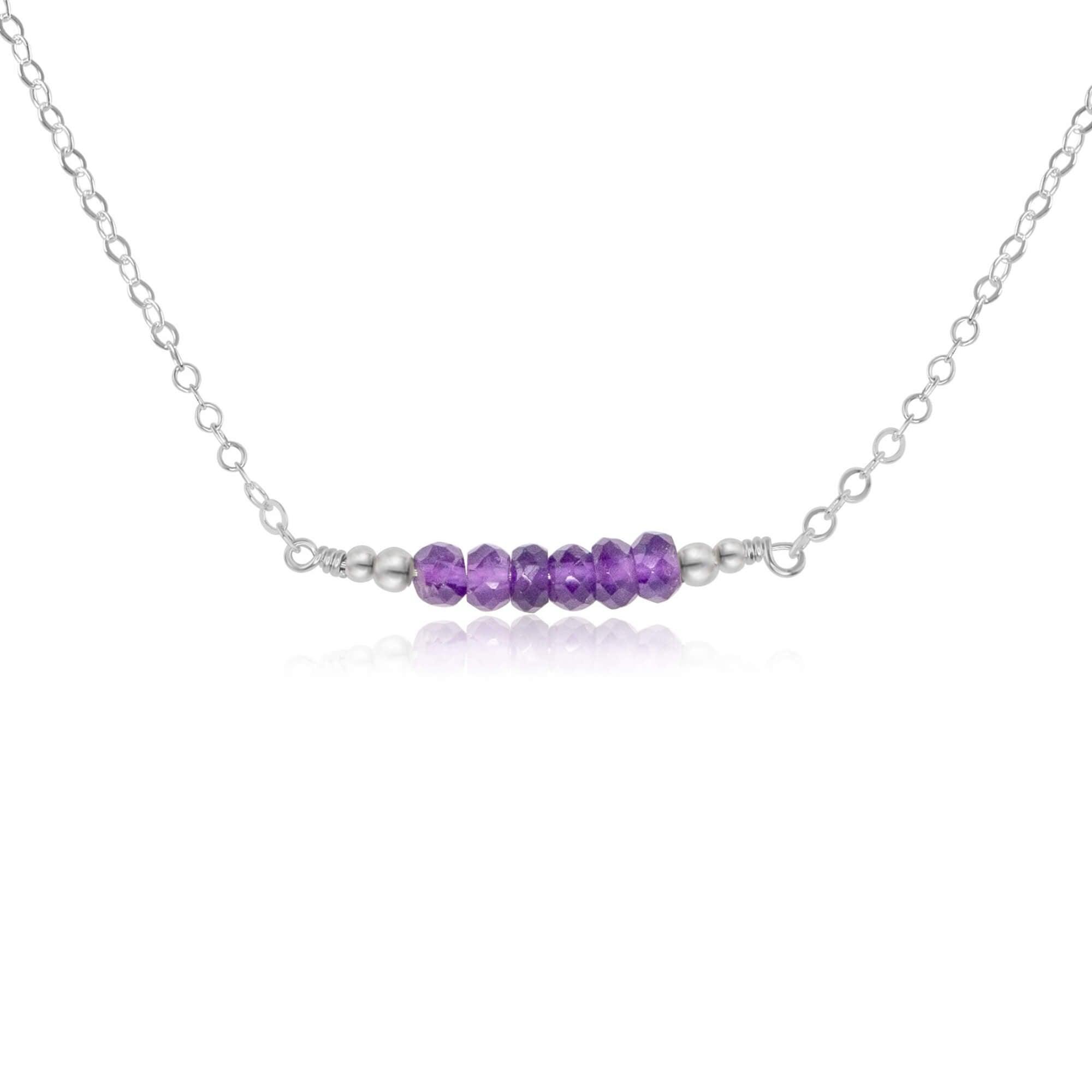 Sparkling Purple Amethyst Faceted Bead Bar Necklace for Women - Elegant Crystal Jewelry Gift for Birthday, Anniversary & Special Occasions | Boho Chic Layering Necklace for Everyday Wear