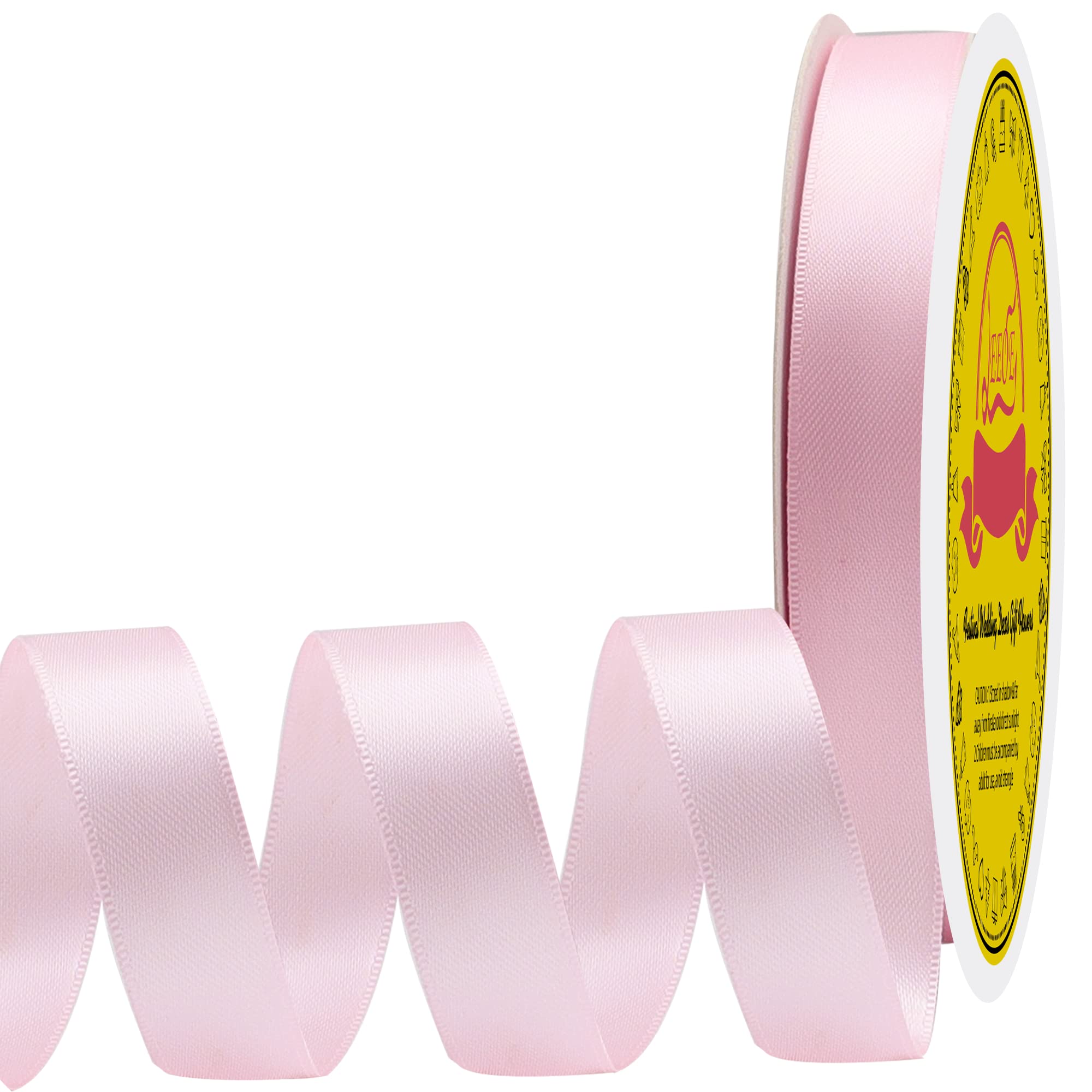 LEEQE 5/8 Inch x 50 Yards Double Face Satin Ribbon - Pearl Pink Polyester Gift Wrapping Ribbon for Wedding Decorations, Hair Bows, Party Invitations, Crafts & DIY Projects | Perfect for Gift Packaging, Scrapbooking, Floral Arrangements & Home Decor