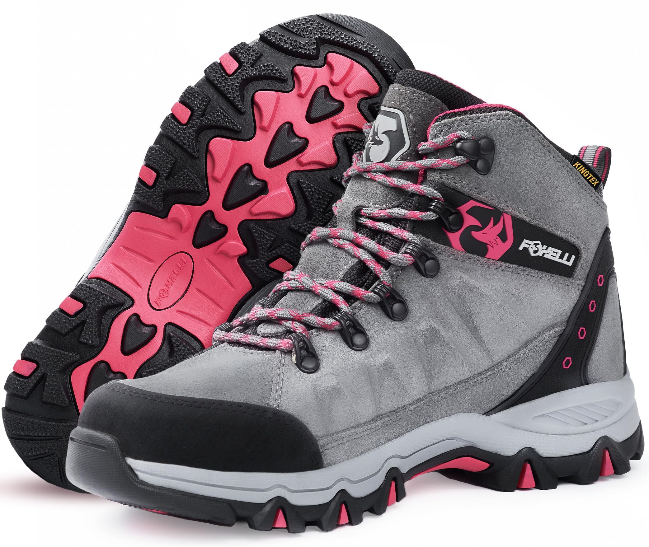 Foxelli Women's Hiking Boots Waterproof Lightweight Breathable Suede Leather - Perfect for Outdoor Adventures, Trail Walking & Camping