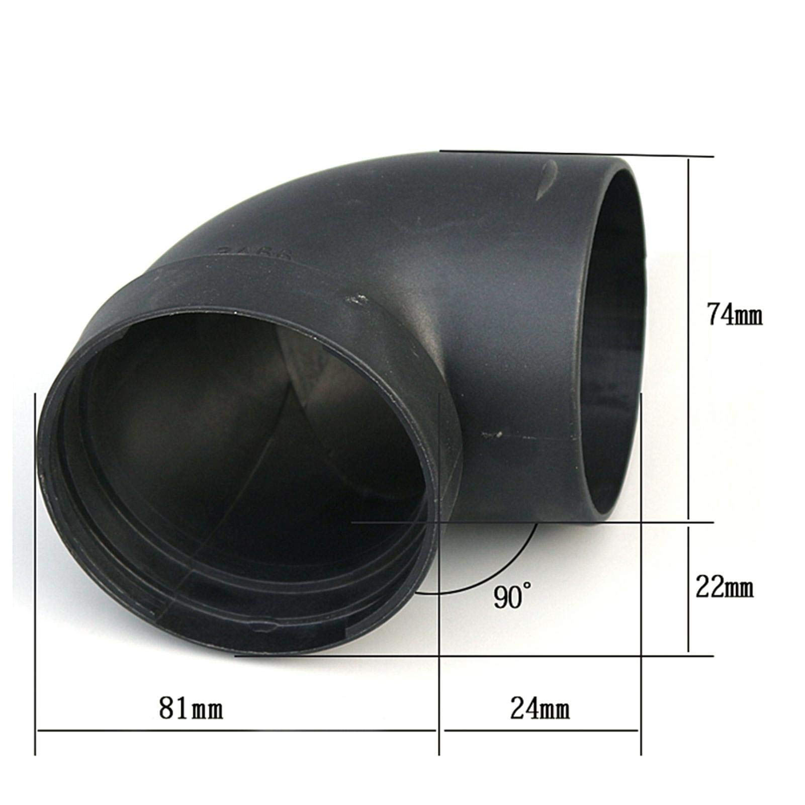 75mm Car Heater Warm Air Ducting Pipe Elbow Outlet Connector - Black Plastic Air Parking Heater Accessory for Webasto & Eberspacher (2-Pack) - Perfect for RV, Truck & Van Heating Systems in Cold Weather